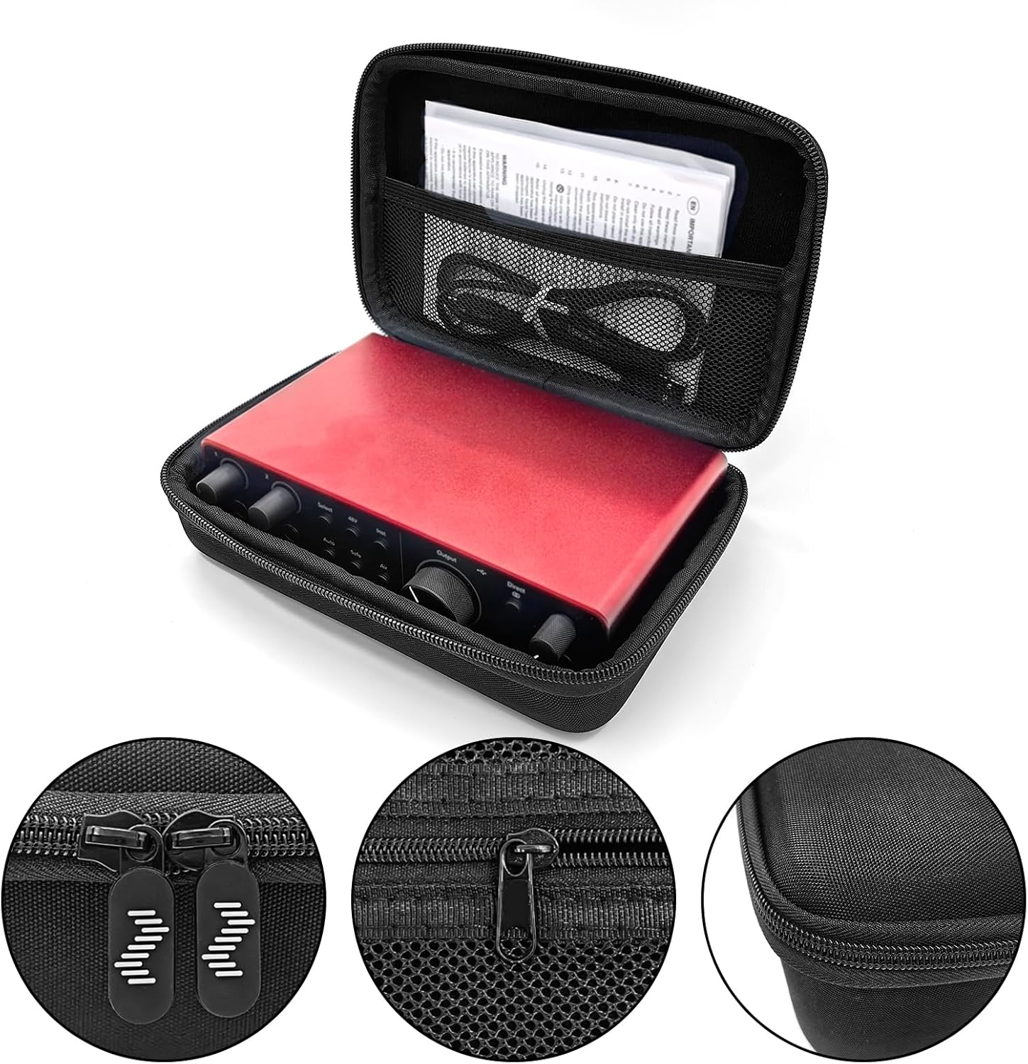 Musiin Premium Velvet Travel Case Compatible with Focusrite Scarlett 2I2 4Th Gen Audio Interface, Hardshell Case Match 2I2 Protective Travel Carrying Cover Bag (Black) - Grey image number 6