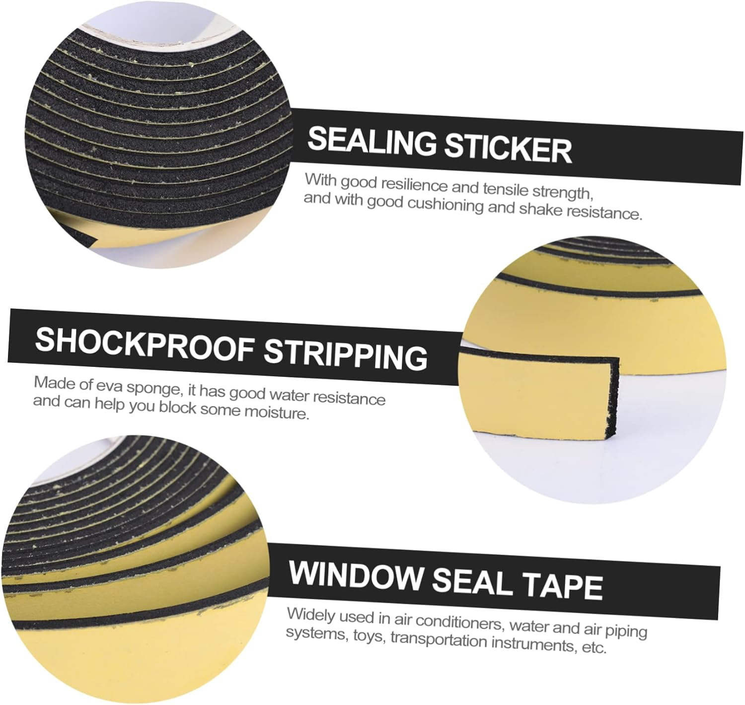 Eva Adhesive Sponge Tape Window Seal Strip Soundproof Padding Tape for Doors and Windows 2Pcs 3Mm Thick 25Mm Wide 5M Long Seal Strip for Home image number 4