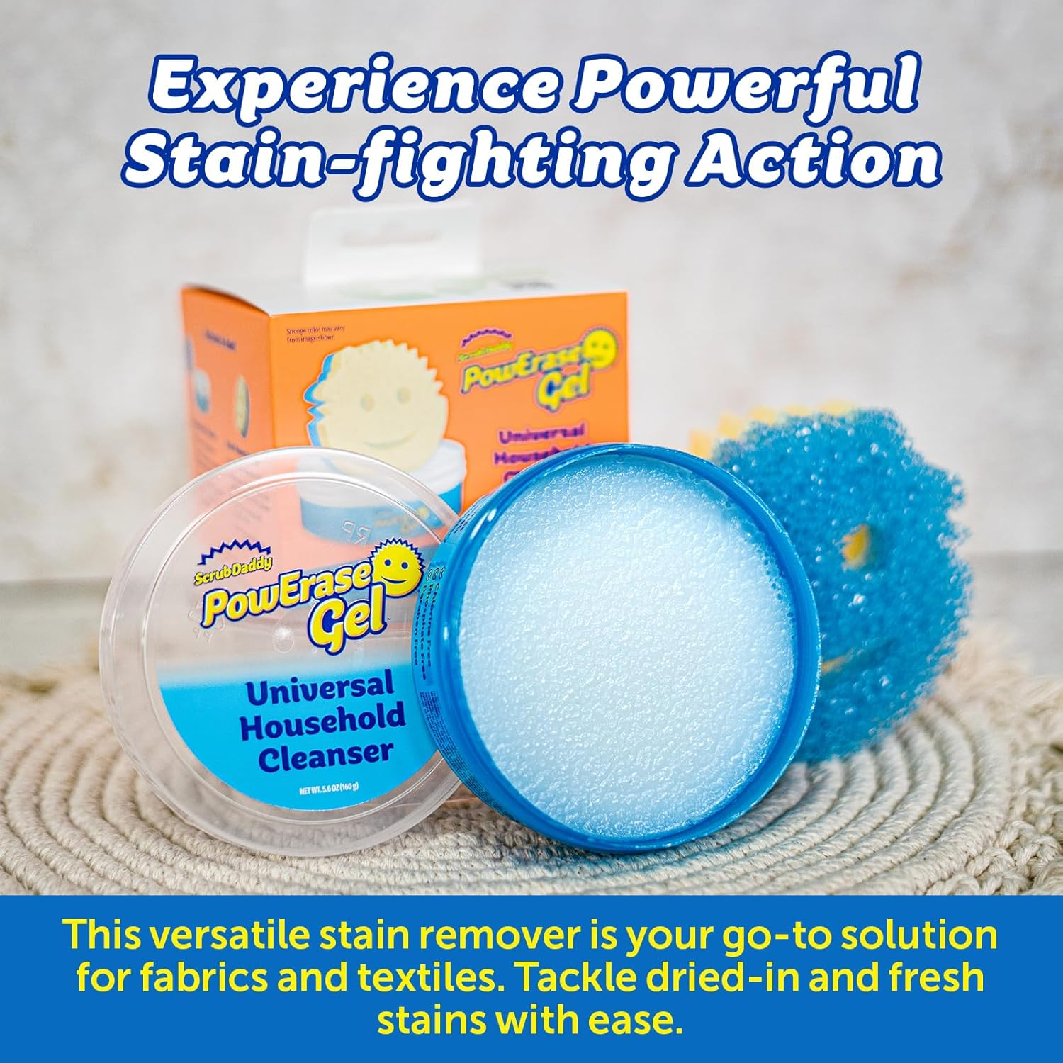 Scrub Daddy Powerase Gel - Versatile Stain Remover for Fabrics & Textiles - Gentle Laundry Pre-Treatment - Includes Dual-Sided Scrub Mommy