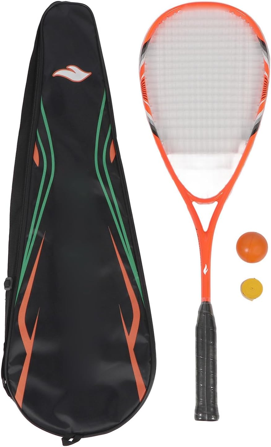 Squash Racket, Carbon Aluminium Alloy Integrated Lightweight Sports Beginner Squash Racket Set for Gym School Playgrounds
