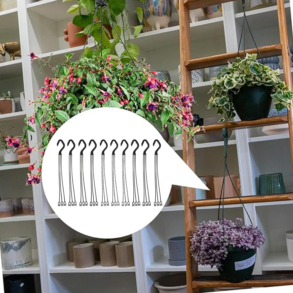 20 Pcs Black Plastic Hanging Basket Hooks,Flower Pot Hangers,Hanging Planter Holder, for Home Decor,Outside and Indoor Small Flower Pots image number 3