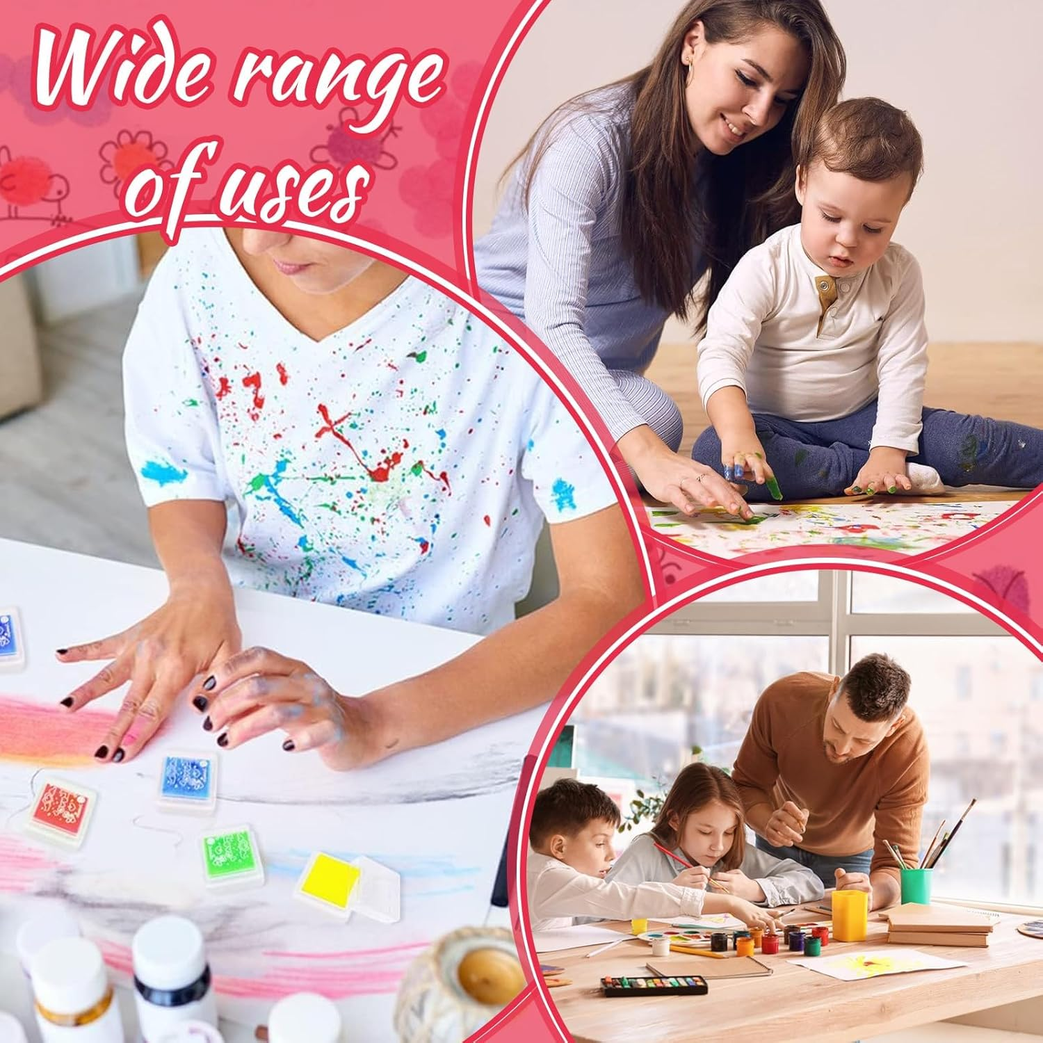 Craft Ink Pad, 24 Colors Finger Stamp Pads, Washable Craft Stamp Pads for Paper, Craft, Wood Fabric, Scrapbooking, Card Making, Kids image number 4