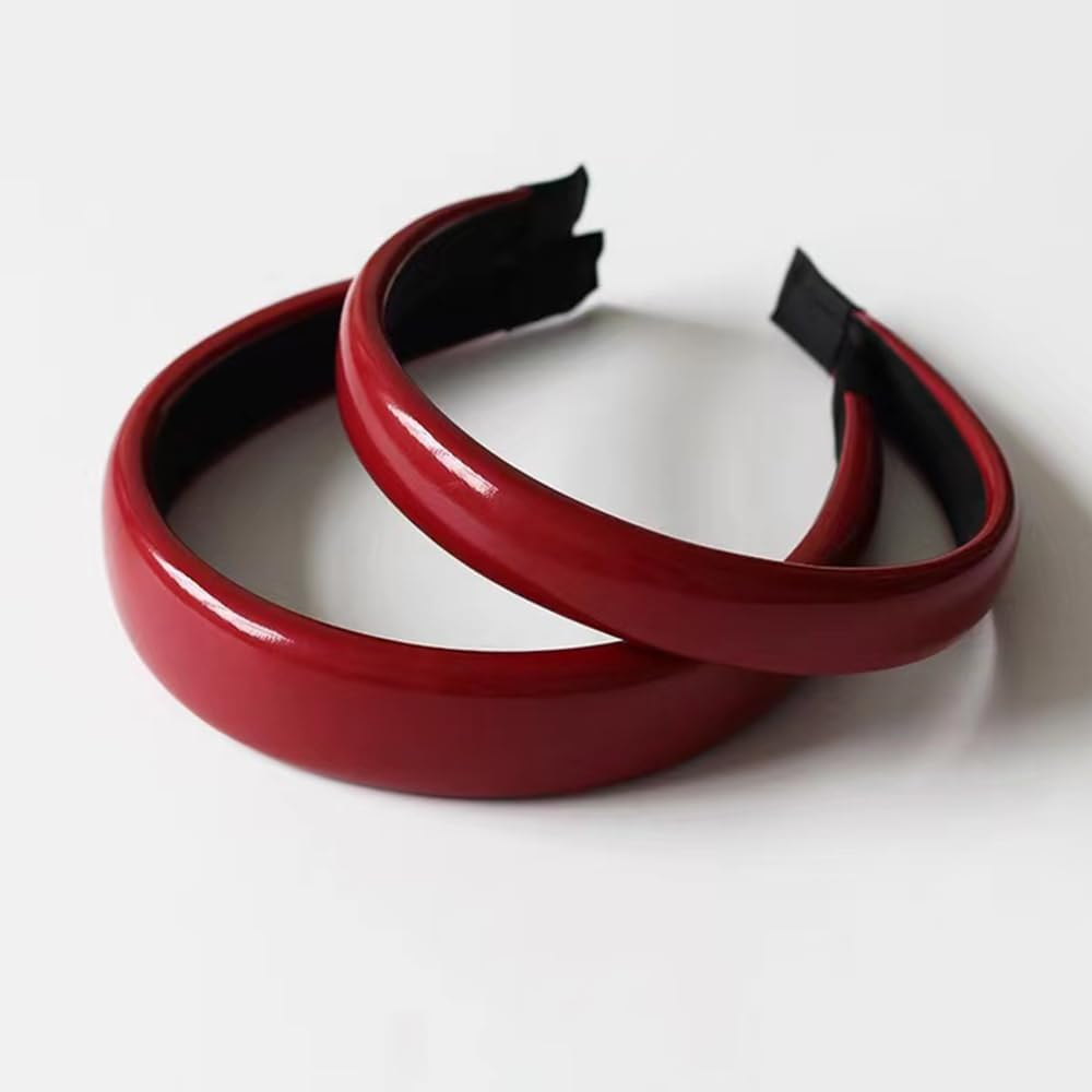 2Pcs Red Leather Headbands for Women Trendy, Vintage Red Wide Headbands Non-Slip Fashion Head Band for Women'S Hair Fashion Hair Accessories for Women Girl image number 4