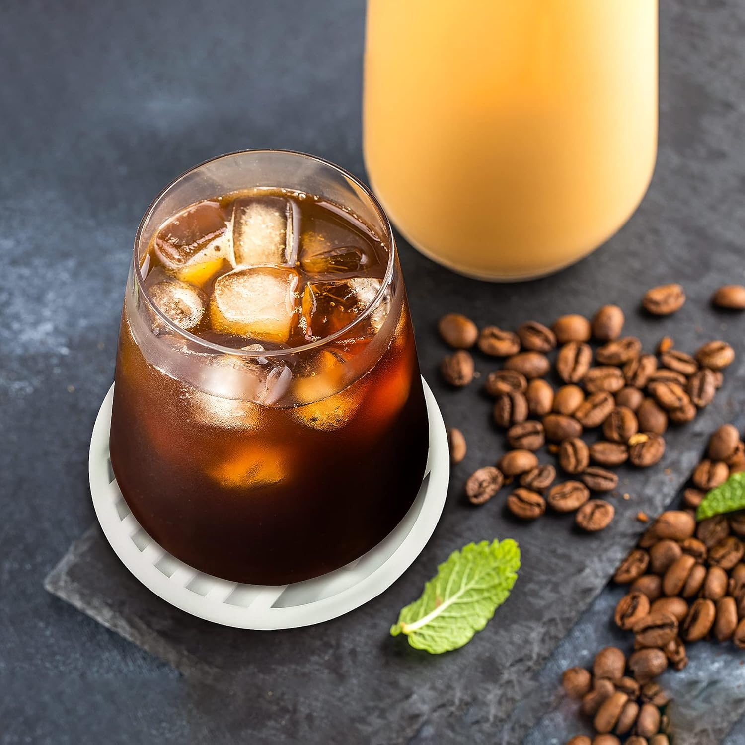 Coasters for Drinks Set of 6,Silicone Coasters for Coffee Table with Holder,Thickened,Easy to Clean,Non-Slip for Wooden Table,Bar,Fits Any Size of Cup (Marble Pattern) - Marble Pattern image number 3