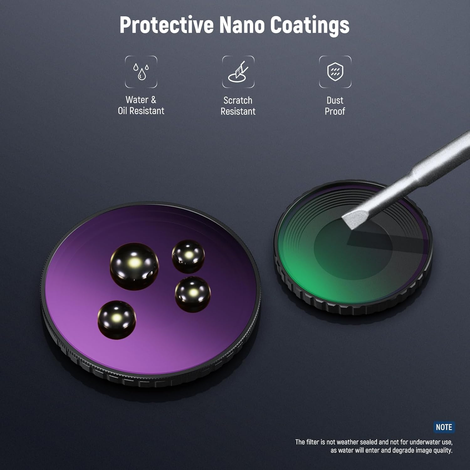 NEEWER ND Filter Kit Compatible with DJI Osmo Action 5 Pro/4, Variable ND8-32 (3-5 Stops) + CPL + Black Diffusion 1/4 Screw on Filter Multicoated HD Optical Glass Action Camera Accessories, FL-52 image number 3