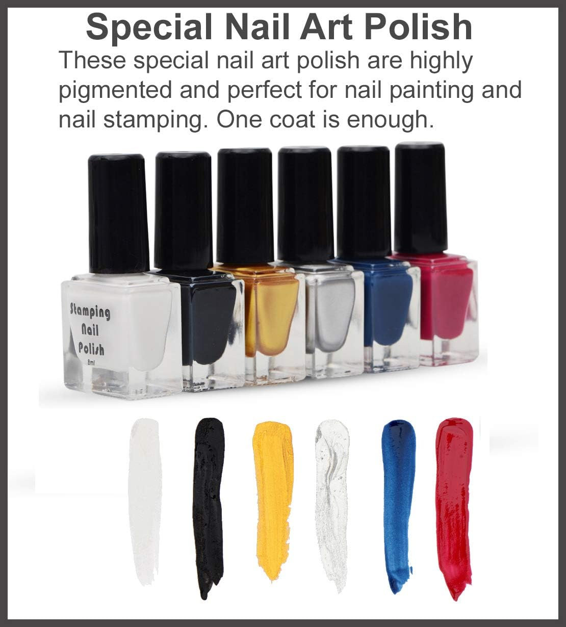 Store2508 Nail Art Kit with Nail Art Brush, Nail Dotting Tools, Special Nail Art Stamping Polishes, 3D Nail Glitter Bottles, Nail Practise Wheel Swatches & More, Multicolour image number 4