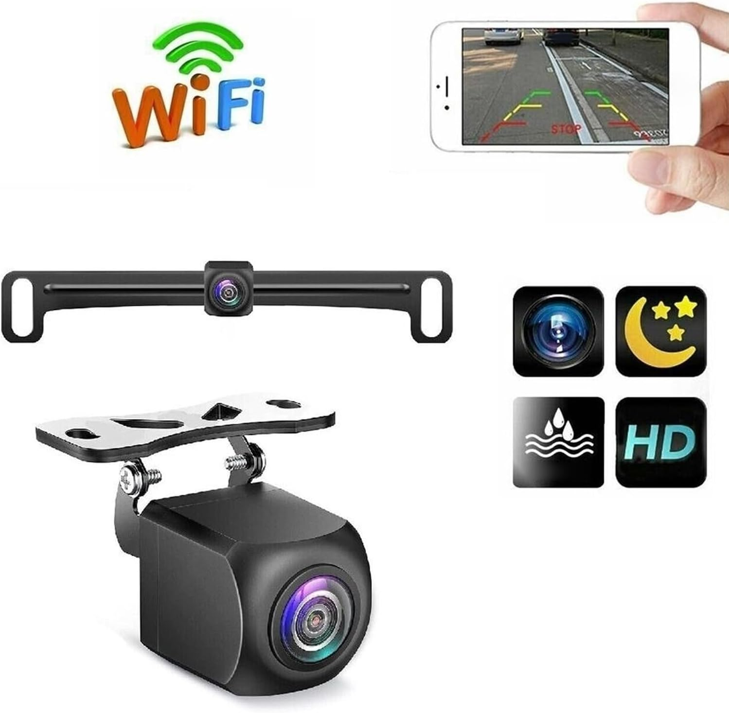 Magnetic Wireless Backup Camera Fhd1080P Backup Camera High Definition Night Vision Wifi Car Camera for Ios Tablet, Solar Powered Fidelity Backup System Reversing Cameras image number 3