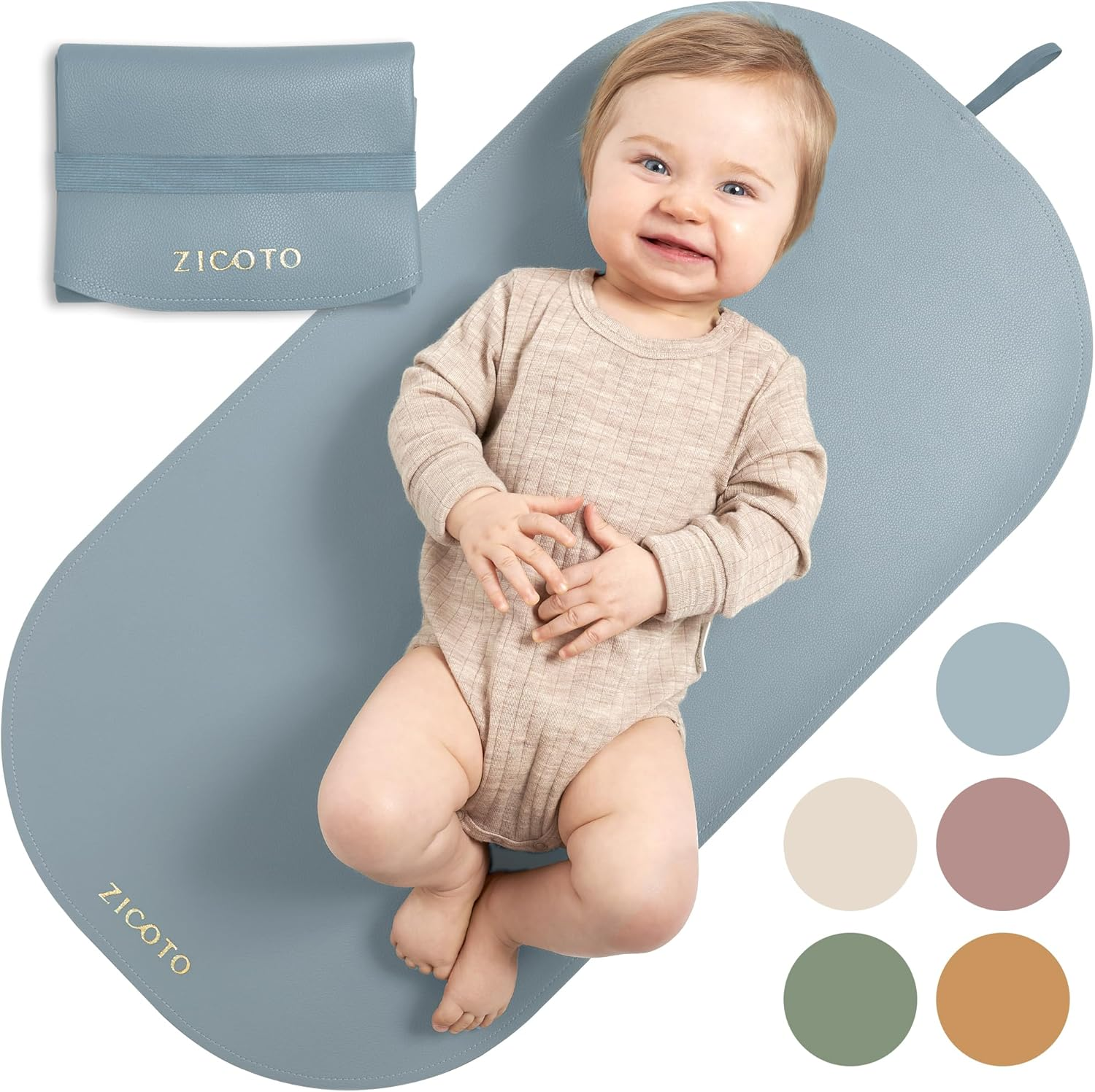 Stylish Vegan Leather Changing Pad for Your Baby - Soft and Easy to Wipe Clean Changing Mat for On-The-Go or at Home Use - Lightweight and Foldable Mat That Perfectly Fits into Any Diaper Bag