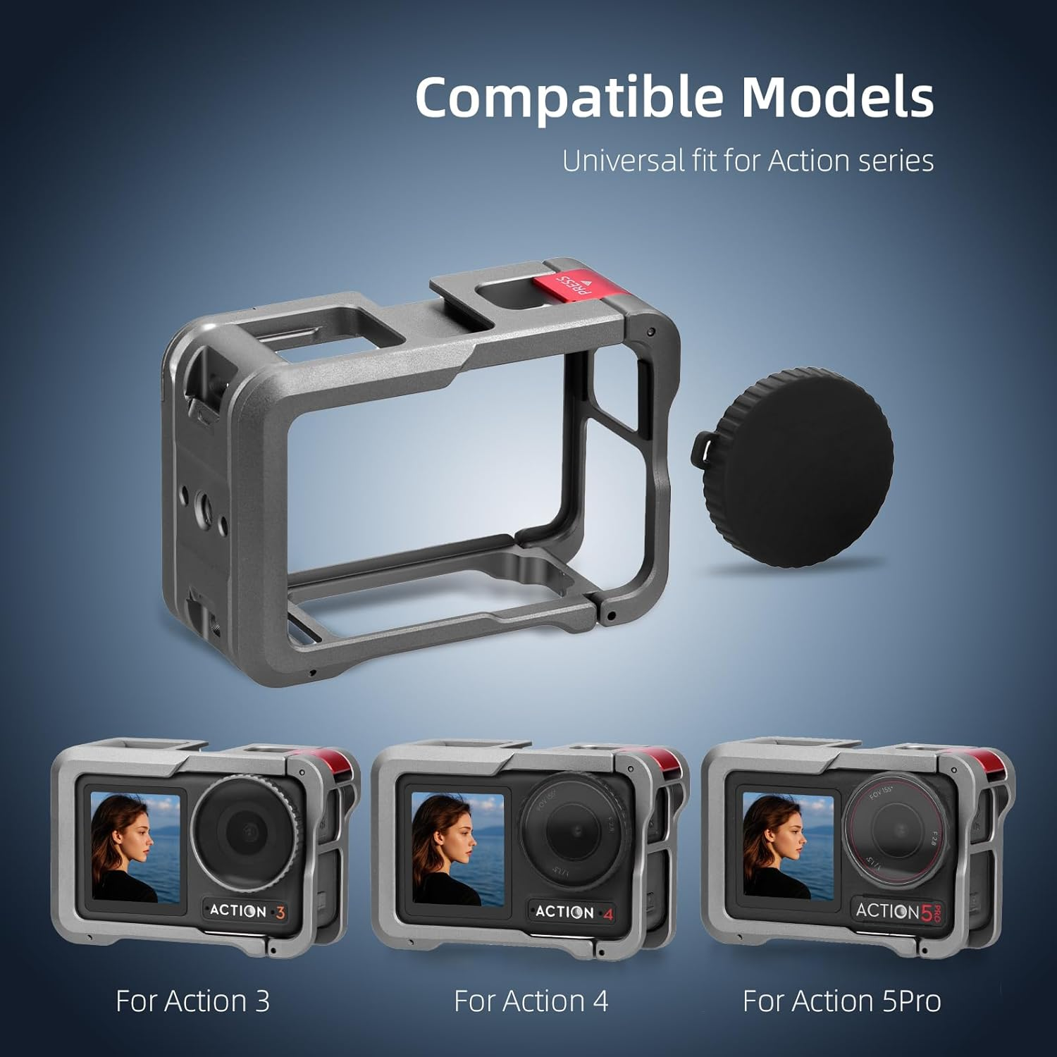 BRDRC Metal Cage for DJI Osmo Action 5 Pro/4/3, Protective Case Premium Frame Lens Cover Protector Aluminum Housing for DJI Osmo Action 5 Pro Action 4 3 Accessories image number 4