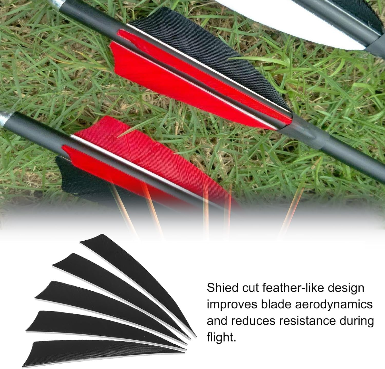 Wzenclave 50 Pcs Arrows Vanes 4-Inch Shield Shaped Feather, Left Feather, Feather DIY, Turkey Feather Traditional Bow, Recurve Bow, Archery Arrow Feather for Hunting Arrow Accessories DIY Archeryr image number 2