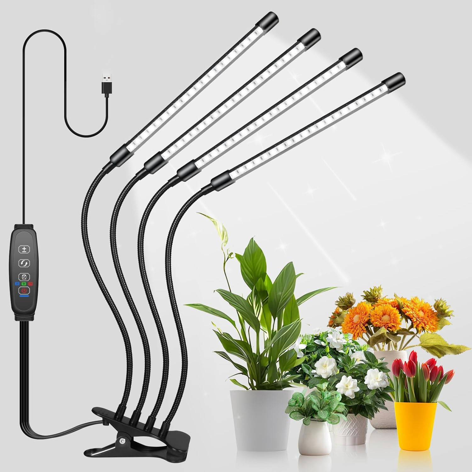 Vervex Grow Lights for Indoor Plants, 80Leds Clip Plant Lights for Indoor Growing, Full Spectrum LED Plant Growing Lamps with Flexible Gooseneck 3 9 12Hrs Timer, 10 Dimmable Levels image number 2