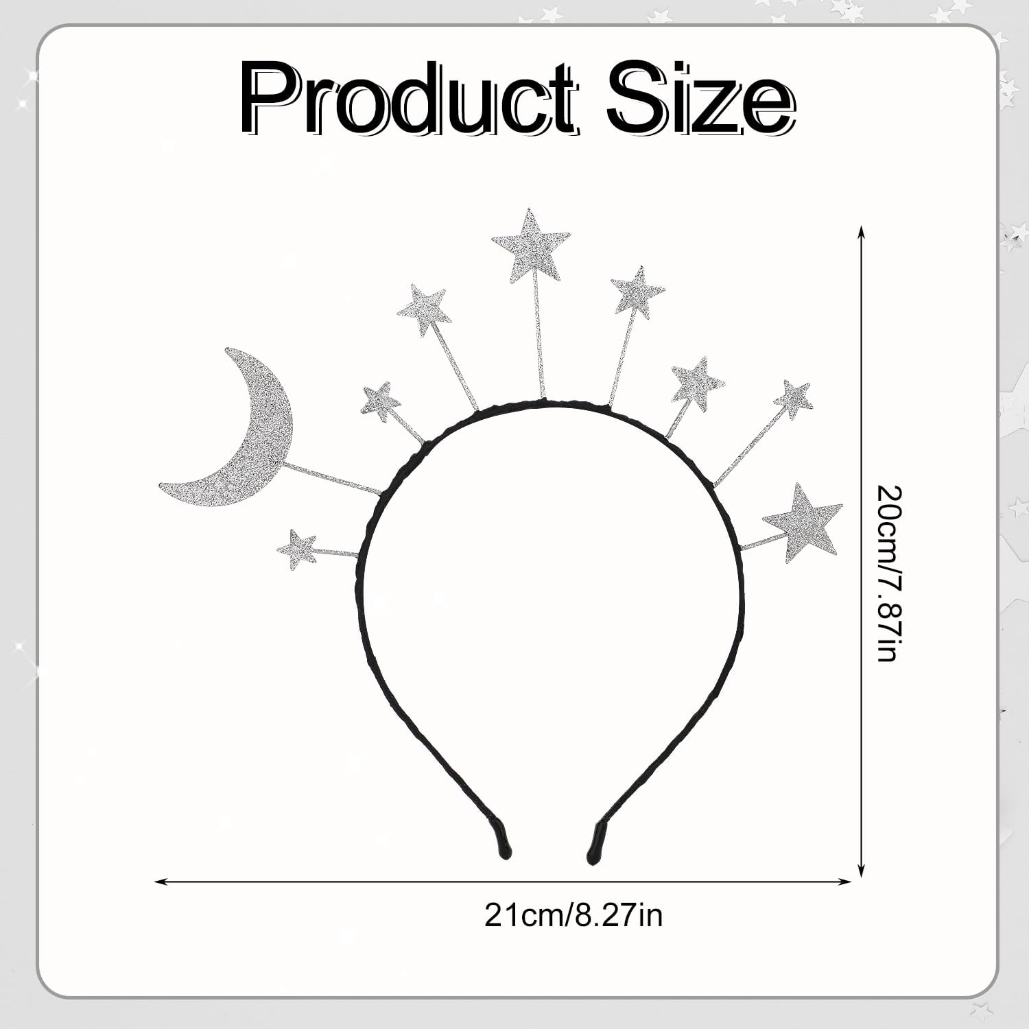 XIHIRCD Glitter Star Moon Headband, Shiny Star Hair Hoop Goddess Headpiece Stars Halo Headband for Women, Girls, Birthday, Costume Party image number 5