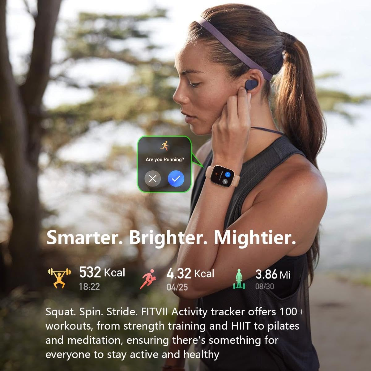 FITVII Health & Fitness Tracker (Answer/Make Calls), Smart Watch with 24/7 Heart Rate and Blood Pressure, Sleep Tracking, Blood Oxygen Monitor, 120+ Sport Mode Waterproof Activity Tracker image number 1