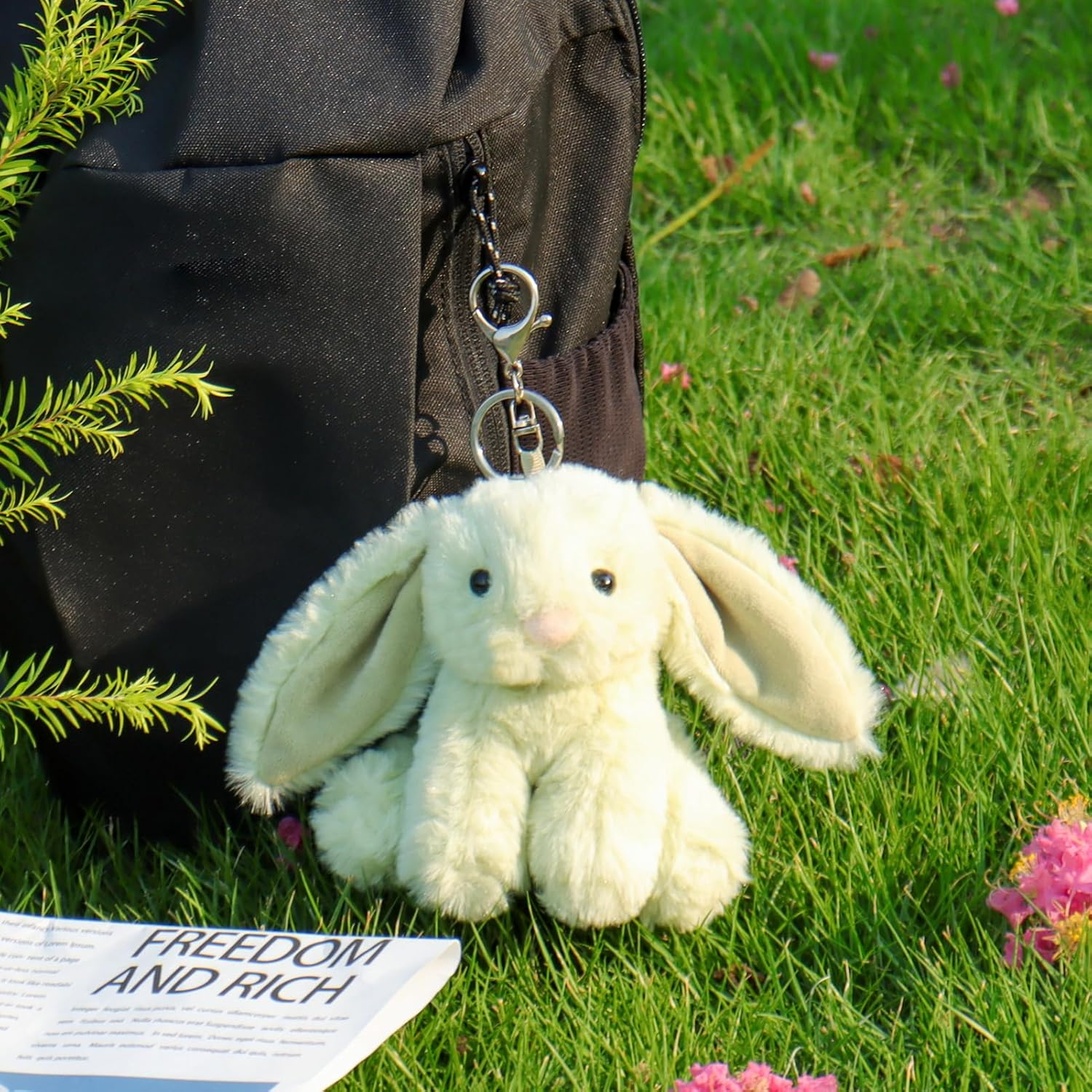 Apricot Lamb Cute Toys Plush Rabbit Stuffed Animal Soft for Kids Bag, Purse, Backpack, Handbag (4.7 Inches), Polyester - Grey image number 6