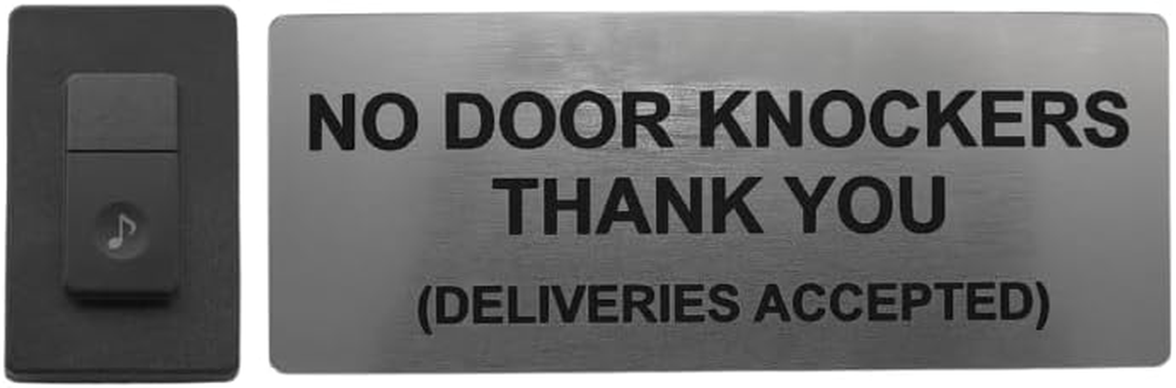 No Door Knockers Silver Acrylic Door Sign Engraved Plaque Letterbox Sign Self Adhesive Tape Waterproof image number 1