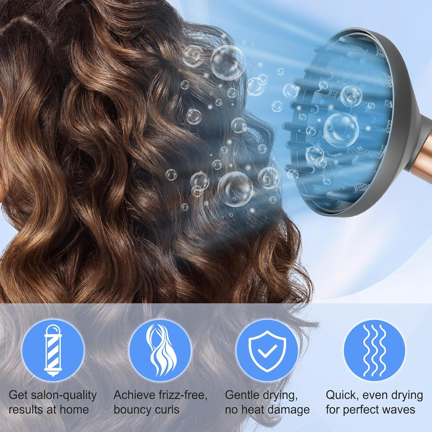 Hair Diffuser Attachment for Dyson Airwrap, Upgraded Diffuser Nozzle Compatible with Airwrap Styler, Curl-Defining Attachment for Wavy Curly Coil Hair, for Replacement Part NO.973365-01, Grey image number 3