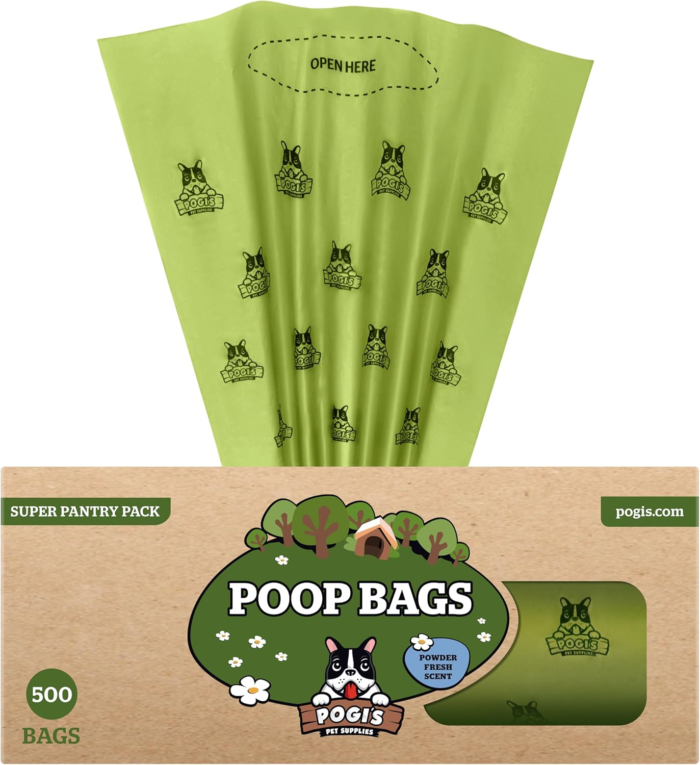 Pogi&rsquo;S Dog Poop Bags - 500 Unscented Doggie Poop Bags for Yards - Leak-Proof Dog Waste Bags - Ultra Thick, Extra Large Poop Bags for Dogs & Cats (Single Large Roll)