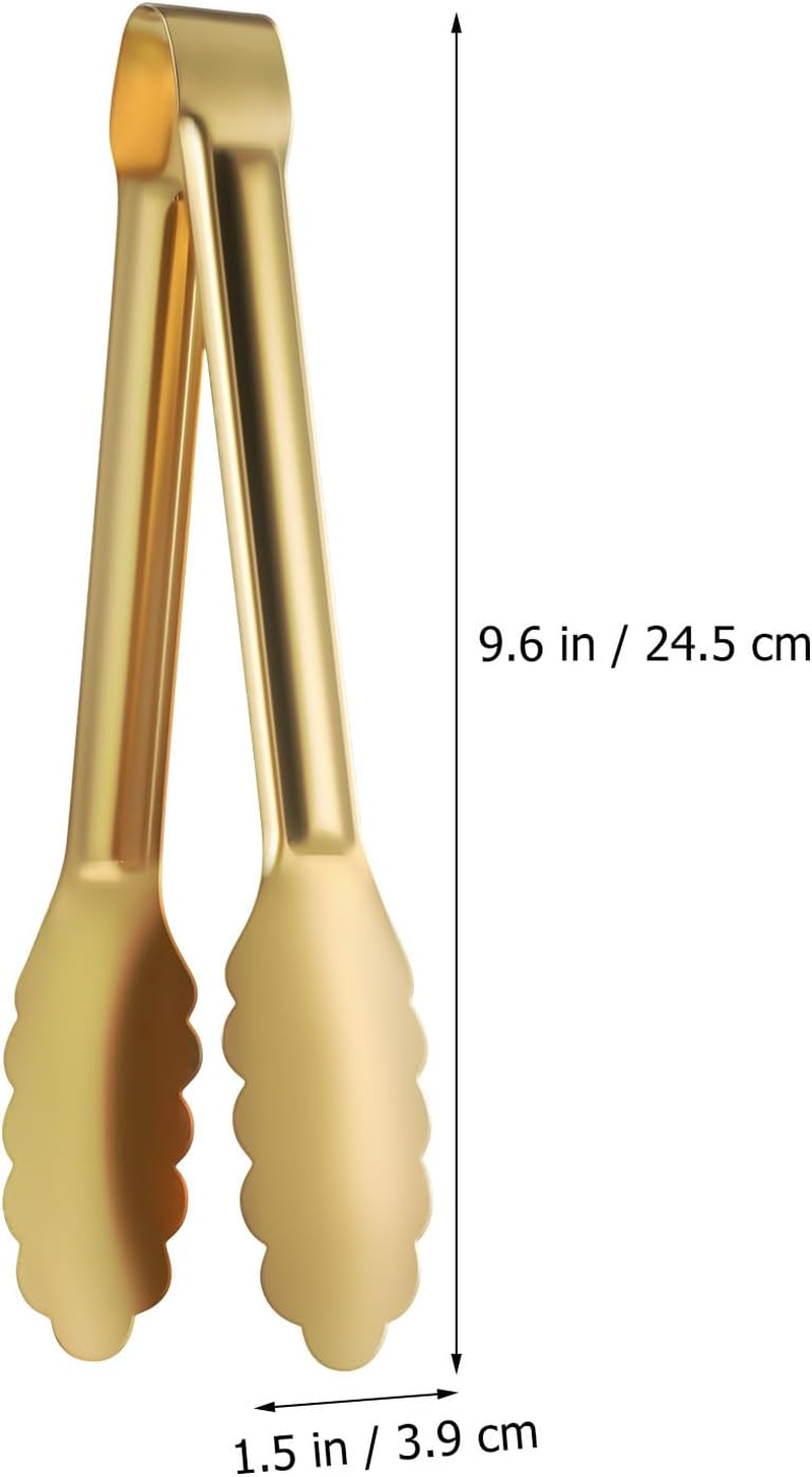 Luxshiny 4Pcs Golden Stainless Steel Serving Tongs for Cooking, BBQ, Grilling, Appetizer, Dessert, Ice Bucket, Sugar Cubes image number 4