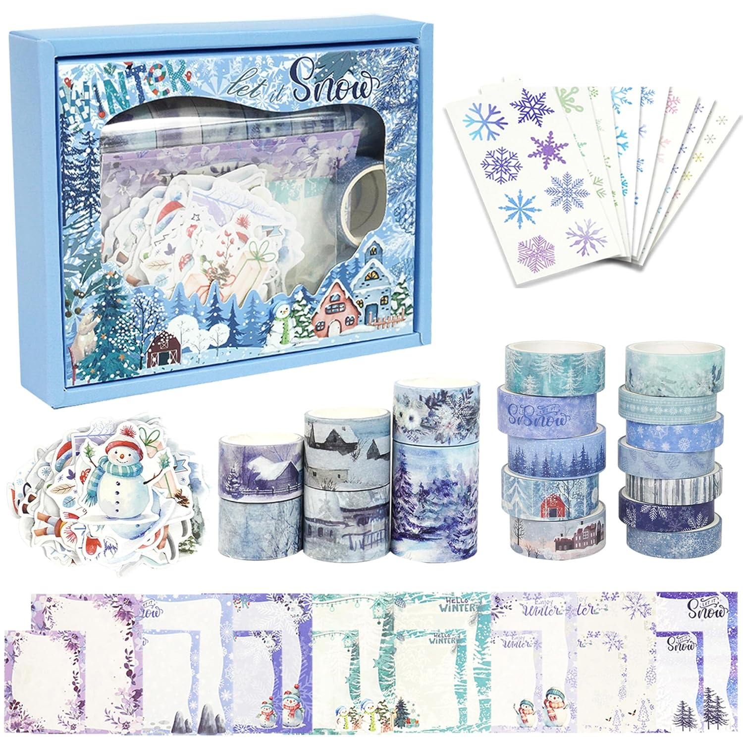 YUBBAEX Winter Washi Tape & Sticker Pack Snow Landscaping Masking Tapes Scrapbook Paper Holiday Decorative for Arts, DIY Crafts, Journal Supplies, Scrapbook, Card/Gift Wrapping image number 3
