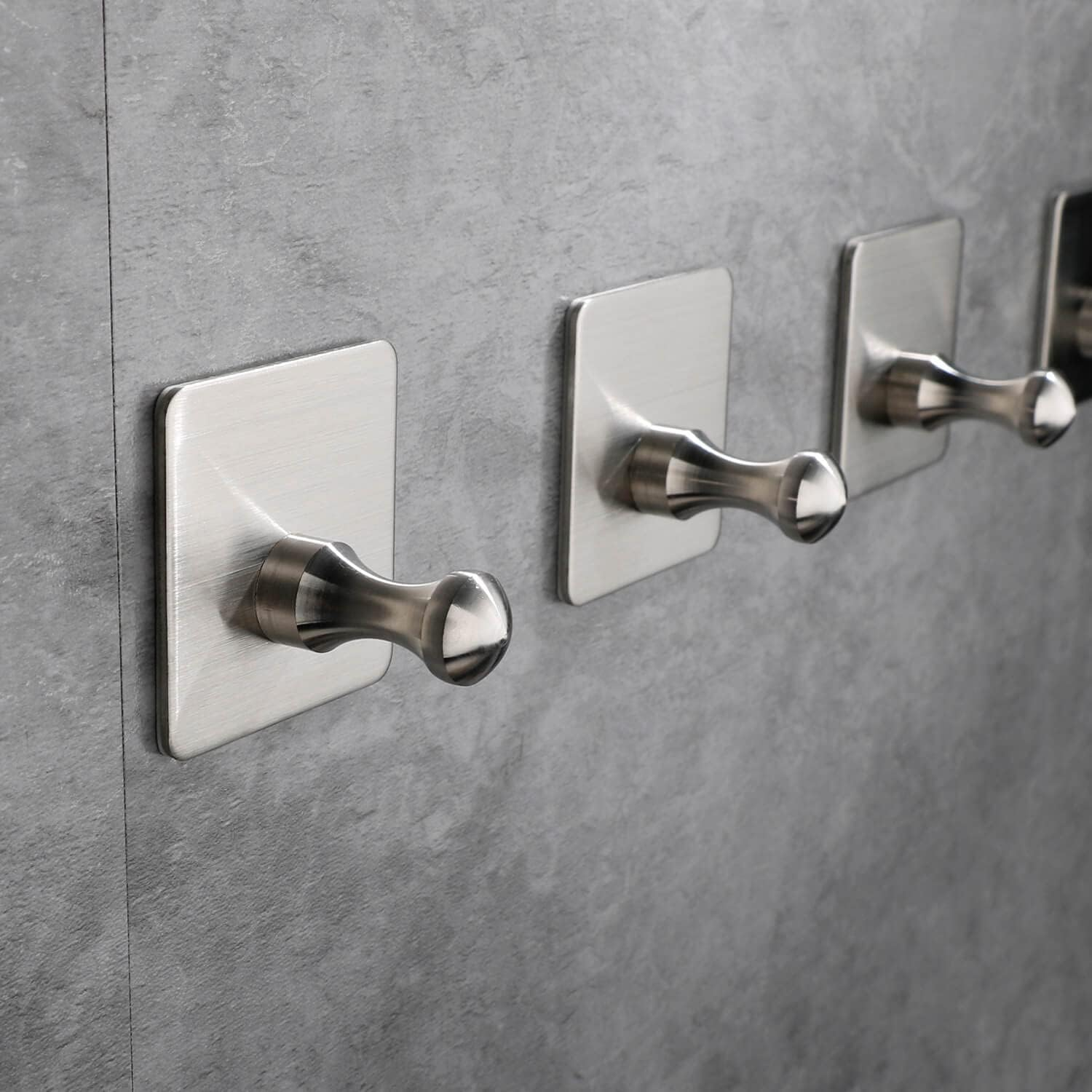 Adhesive Towel Hooks Heavy Duty Wall Hooks Stainless Steel Door Hooks for Hanging Coat, Clothes, Hat, Towel Robe Hook Rack Wall Mount Bathroom and Bedroom, Set of 4 (Silver) image number 2