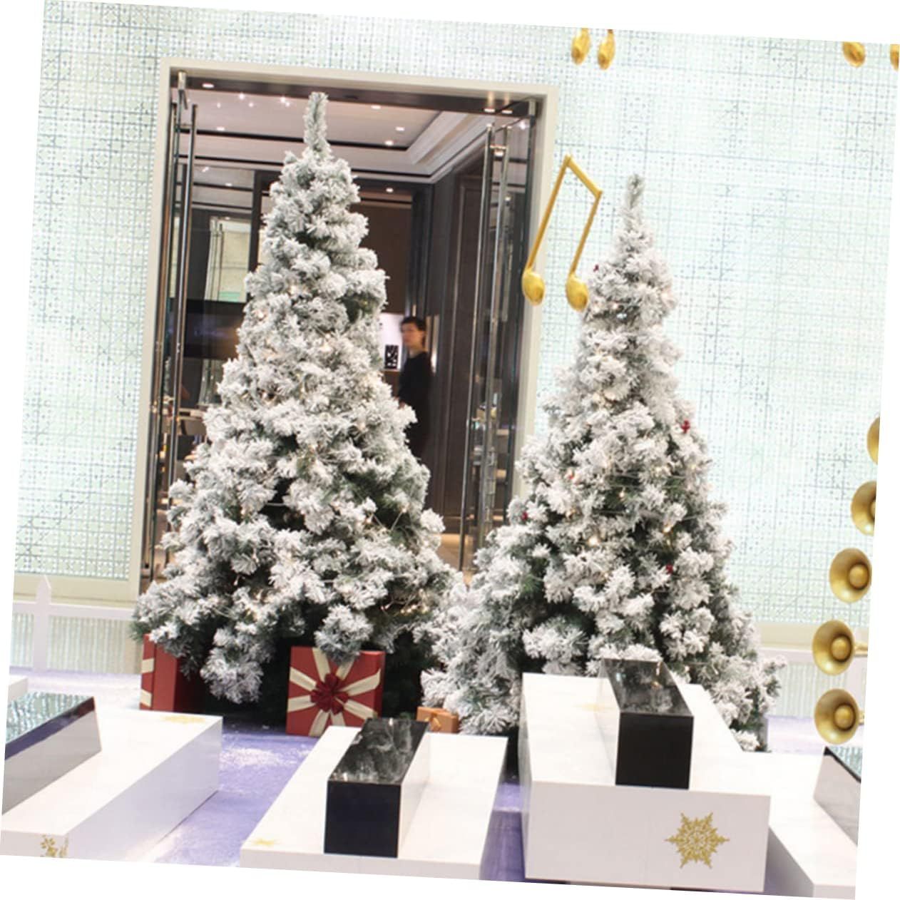 Artificial Snowy Xmas Tree Decoration 60Cm 70-Branch Simulation Xmas Tree with Dense Flocking, White Velvet Christmas Ornament for Home Holiday Festival Random Style image number 3