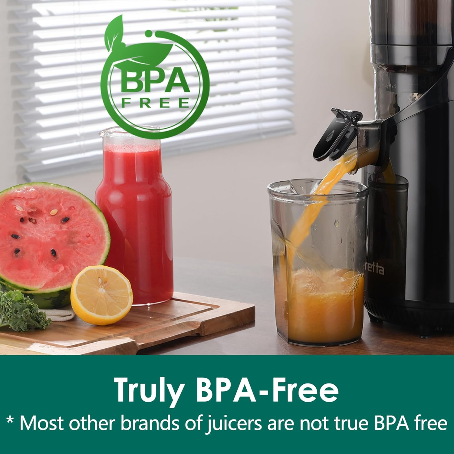 Fretta Cold Press Juicer,Masticating Slow Electric Juicer Machines with 250W Powerful Motor,1.8L Large Capacity & 135Mm Wide Chute,Fit Whole Fruit & Vegetable Juicing, Bpa-Free,High Yield, Black image number 5