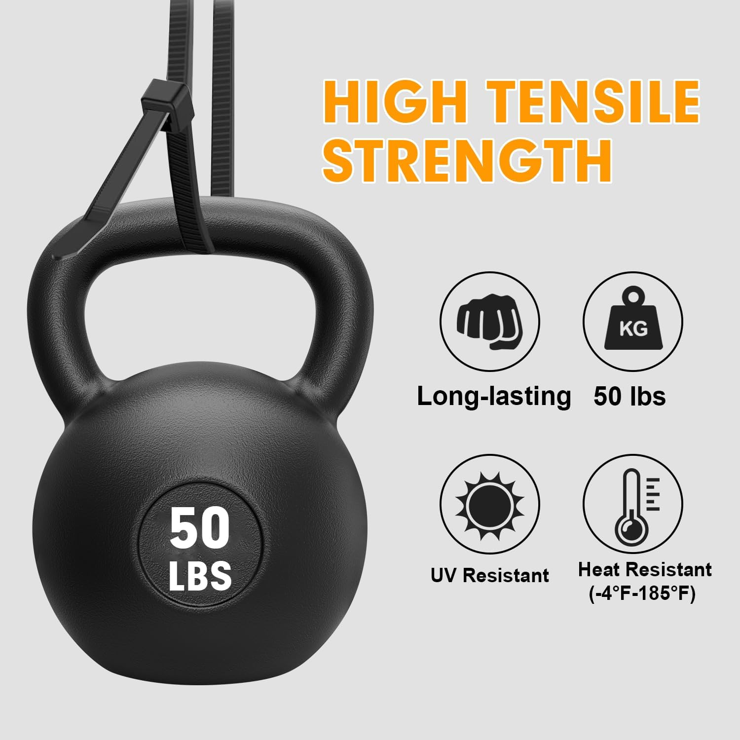 RAZCC 1200Pcs Black Cable Zip Ties 12 Inch, Heavy Duty Plastic Nylon Tie Wraps with 50Lb Tensile Strength for Indoor & Outdoor image number 5