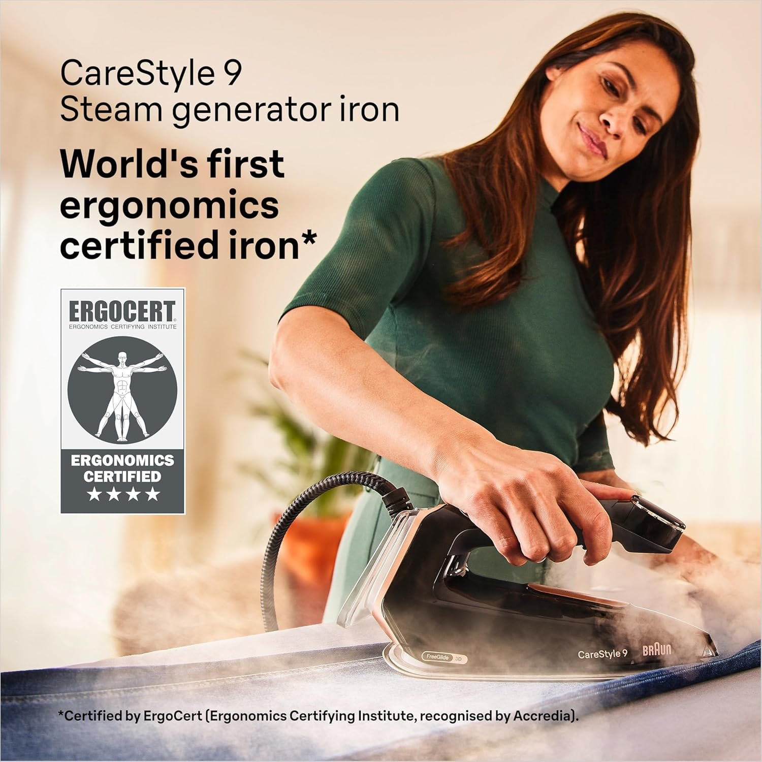 Braun Carestyle 9 IS9095BK, Steam Generator Iron with Freeglide 3D Technology, Imode OLED, Auto Steam Technology, Turbo Mode, Vertical Ironing, Autoclean, Detachable 2L Water Tank, 2400W, Black image number 1