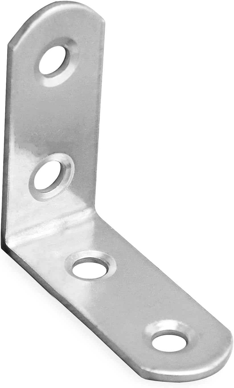 QWORK L Brackets for Wood , 28Pcs Corner Brace , Stainless Steel , 16X20Mm , 16X40Mm , 16X50Mm , 90 Degree L Shaped Brackets for Furniture Fixation image number 4