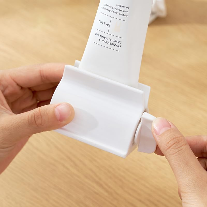 Toothpaste Squeezer Set 2Pcs Rolling Tube Toothpaste Seat for Bathroom Accessories White image number 1