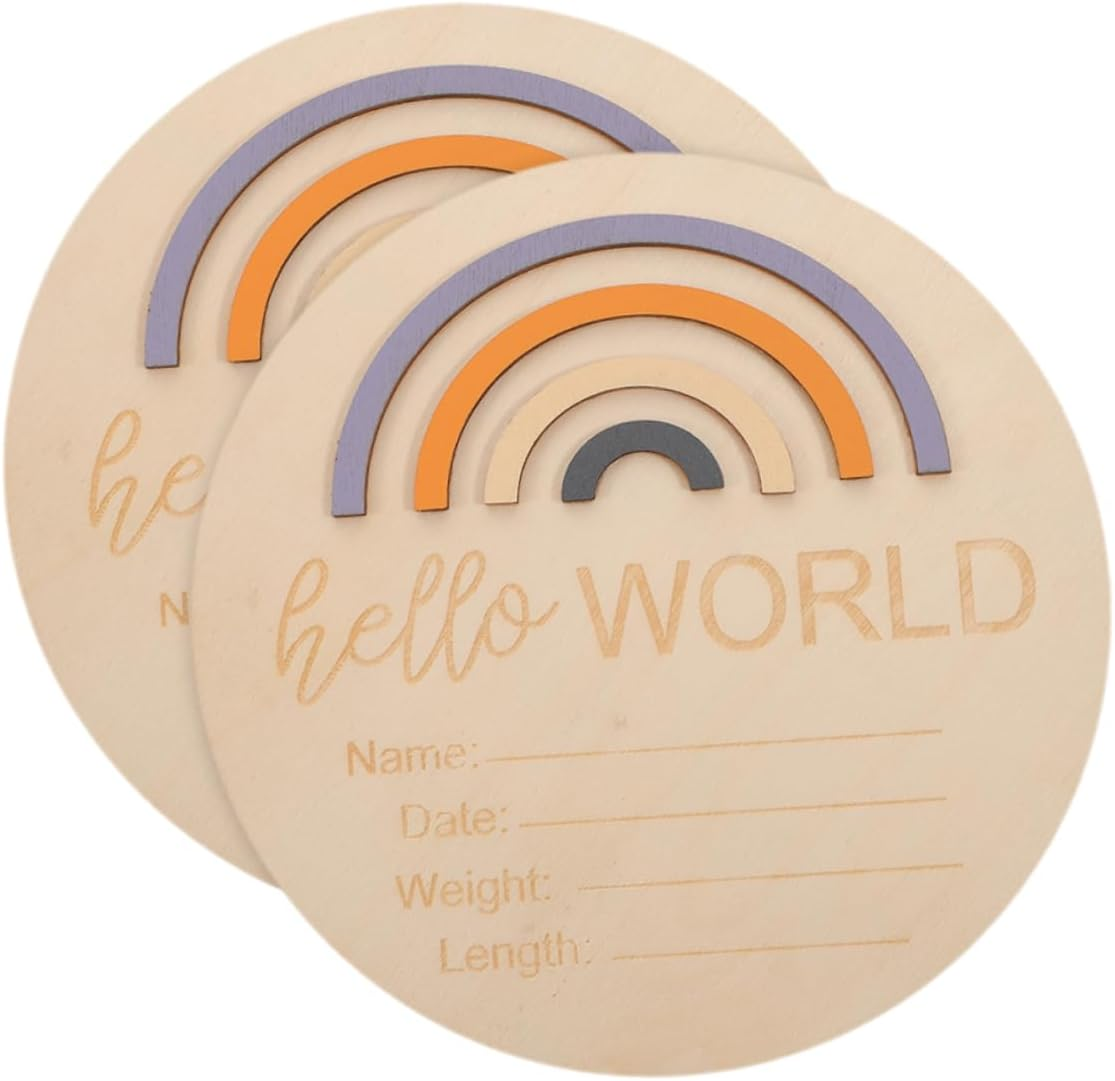 2Pcs Wooden Milestone Cards Monthly Milestone Cards for Months Signs for Nursery Decor and Birth Announcement image number 6