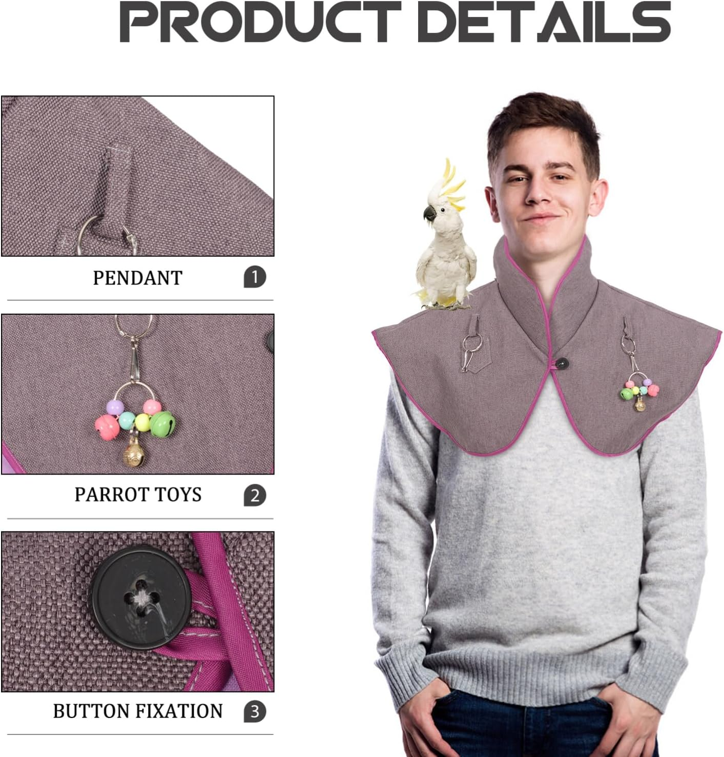 Parrot Antiscratch Bird Poop Shoulder Protector Bird Anklet Toys Multi-Functional Bird Diaper Flight Suits Pee Pads Diaper Poop Shawl for Medium Cockatiel Parakeet Macaw image number 2