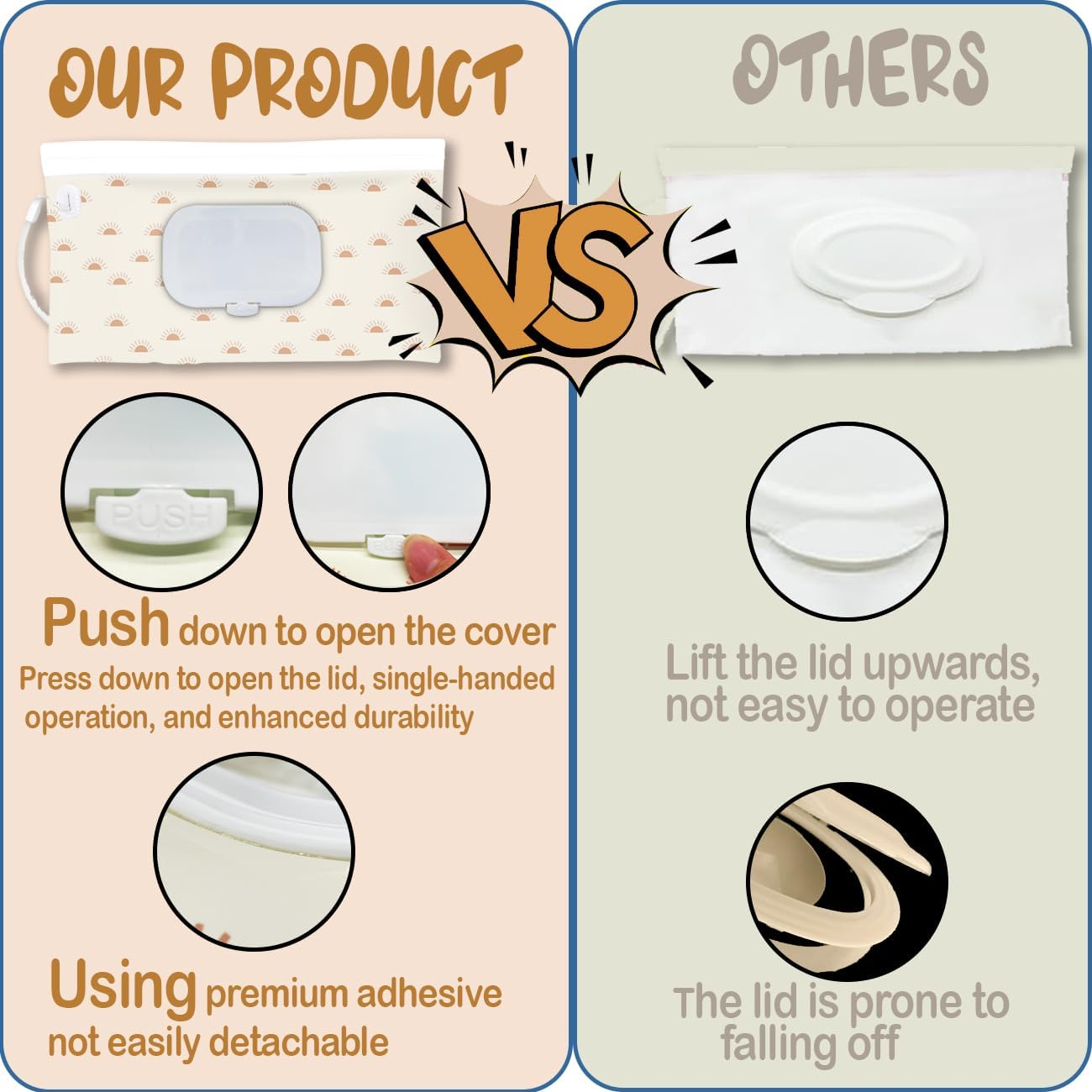 3 Pack Baby Wipes Dispenser，Baby Wipe Holder for Travel，Boho Wipes Container， Reusable Wet Wipes Pouch Portable Refillable Wipe Holder for Travel image number 6