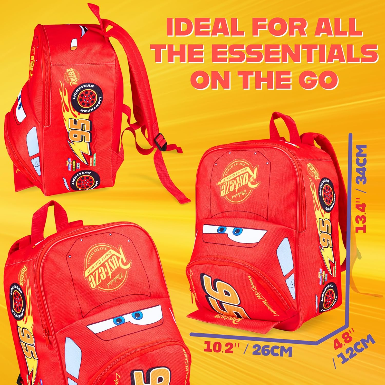 Disney Cars Backpack for Kids Rucksack for Nursery Preschool Lightweight Lightning Mcqueen Daypack Travel Days Out Sleepovers image number 3