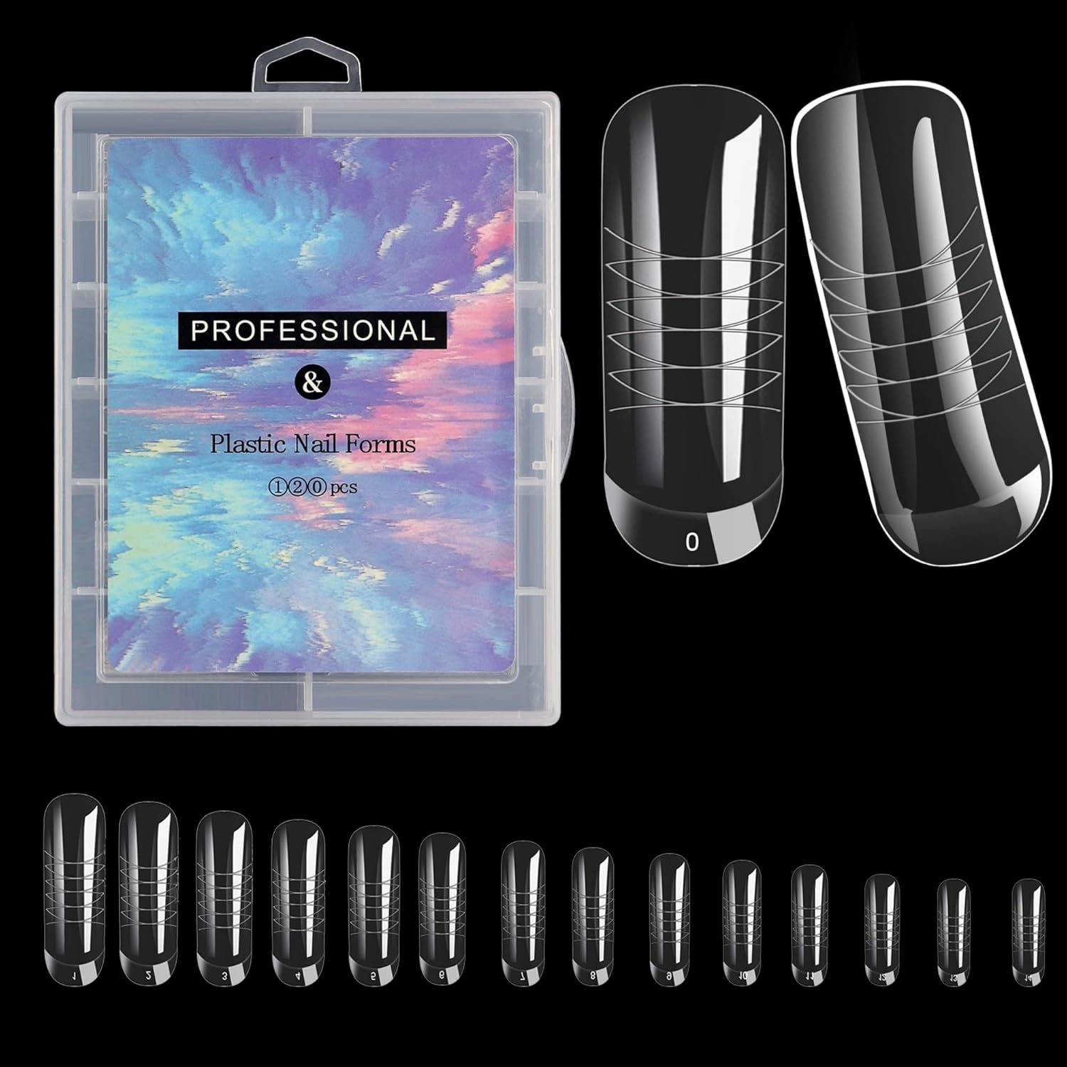 120Pcs Clear Nail Forms for Extension Reusable Full Cover Nail Mold W Scale Variety Sizes Transparent Nail Forms for UV Gel Acrylic Nail Art Salon Home Use 01