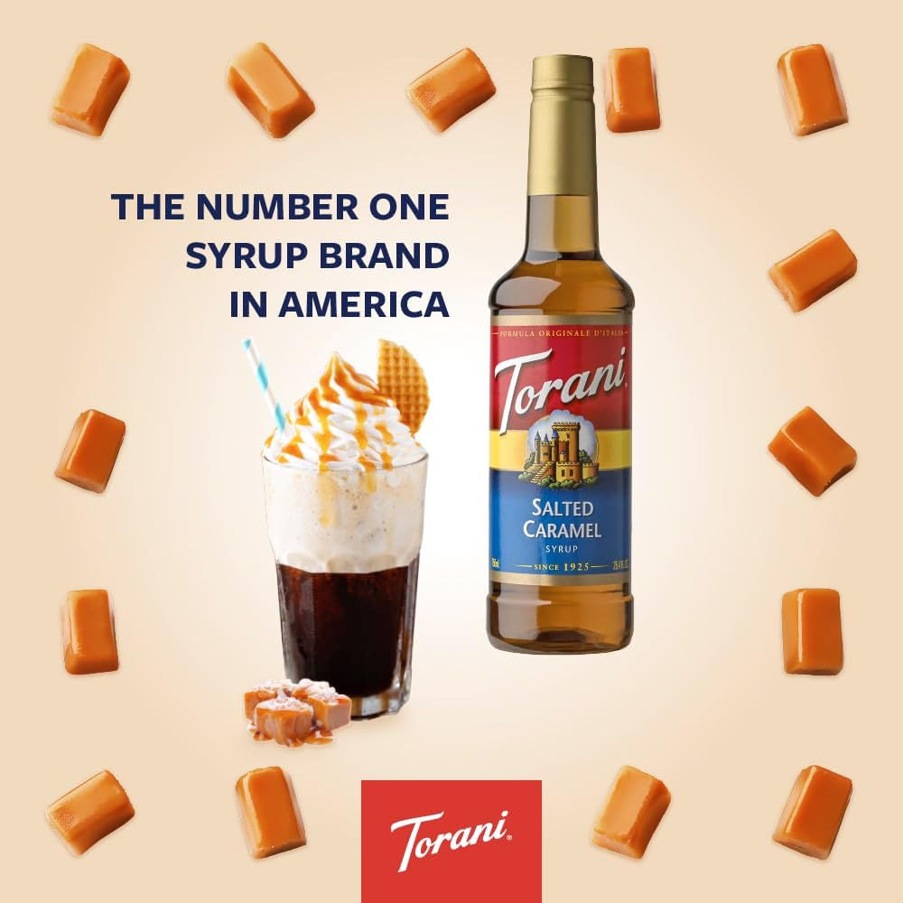 Torani Salted Caramel Coffee Syrup (750Ml) - Pure Cane Sugar Coffee Syrups for Lattes, Hot Chocolates, Macchiatos & Dessert Drinks - Sweet & Salty Taste, Vegetarian-Friendly image number 4