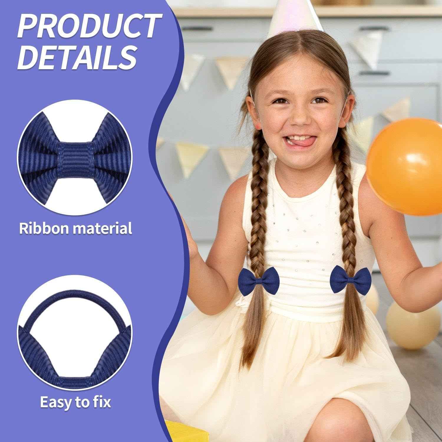 Pack of 20 Bow Hair Bobbles Decorative Hair Bobbles Cute Kids Hair Ties Girls Hair Accessories Elastic Hair Ties Hair Accessories image number 1