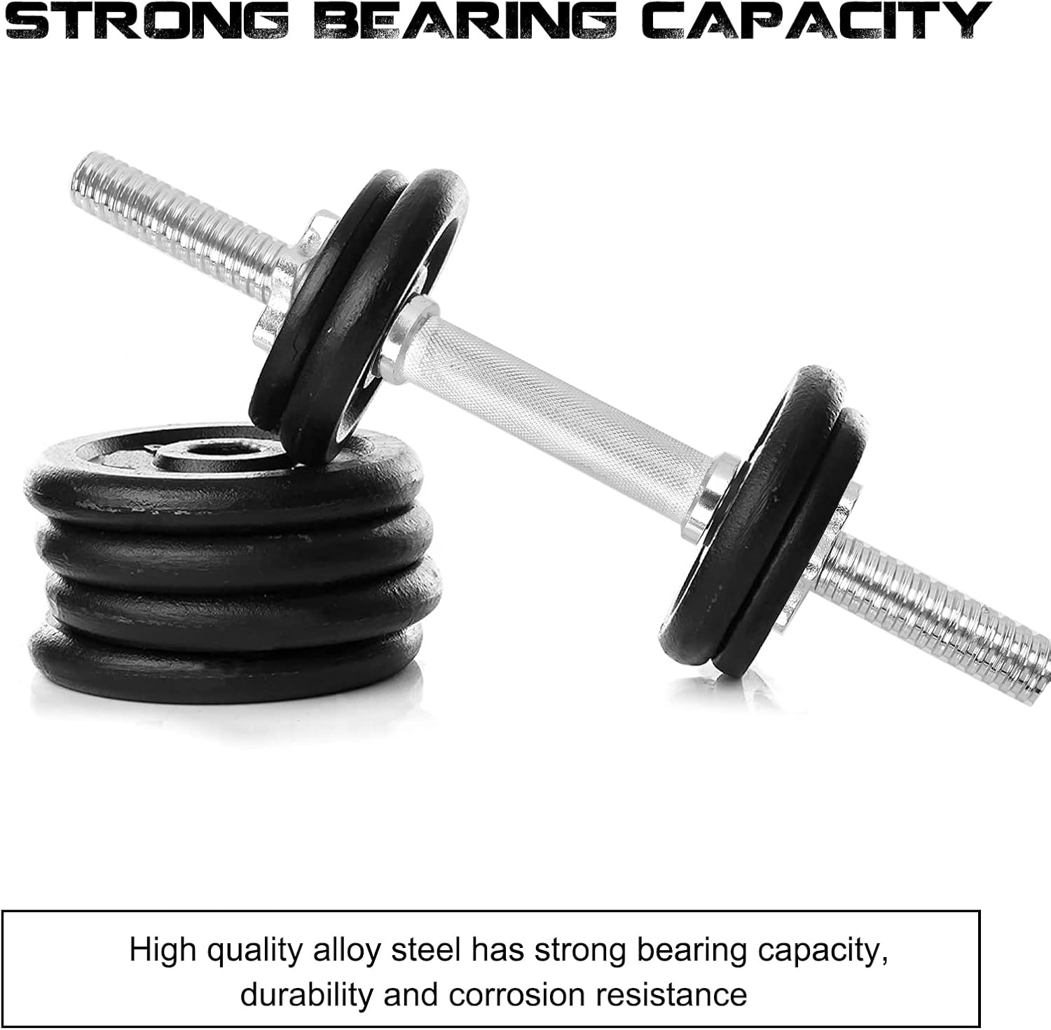 Threaded Dumbbell Rubber/Chrome Handles 1 Inch Pair, Adjustable Dumbbell Bar Handles, Fits Standard Weight Plates with 1&rdquo; Diameter, for Gym Workouts, Exercise, Weightlifting, Sold in Pair image number 6