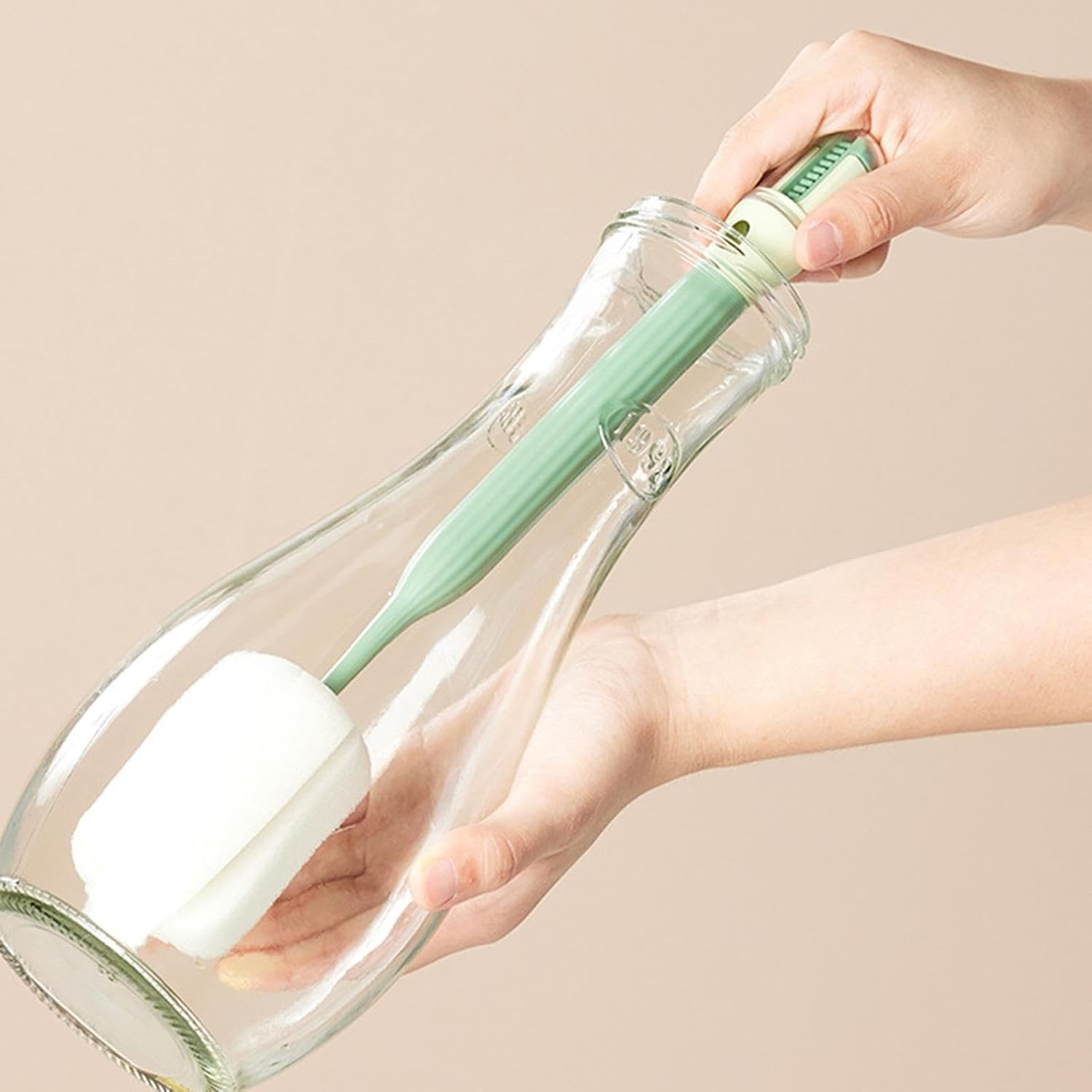 Sponge Bottle Brush - Extended Handle Water Bottle Cleaning Sponge | Cup Cleaning Brush, Multi-Function Flexible Bottle Cleaner Sponge for Dishwashing, Baby Bottles, Glasses image number 1