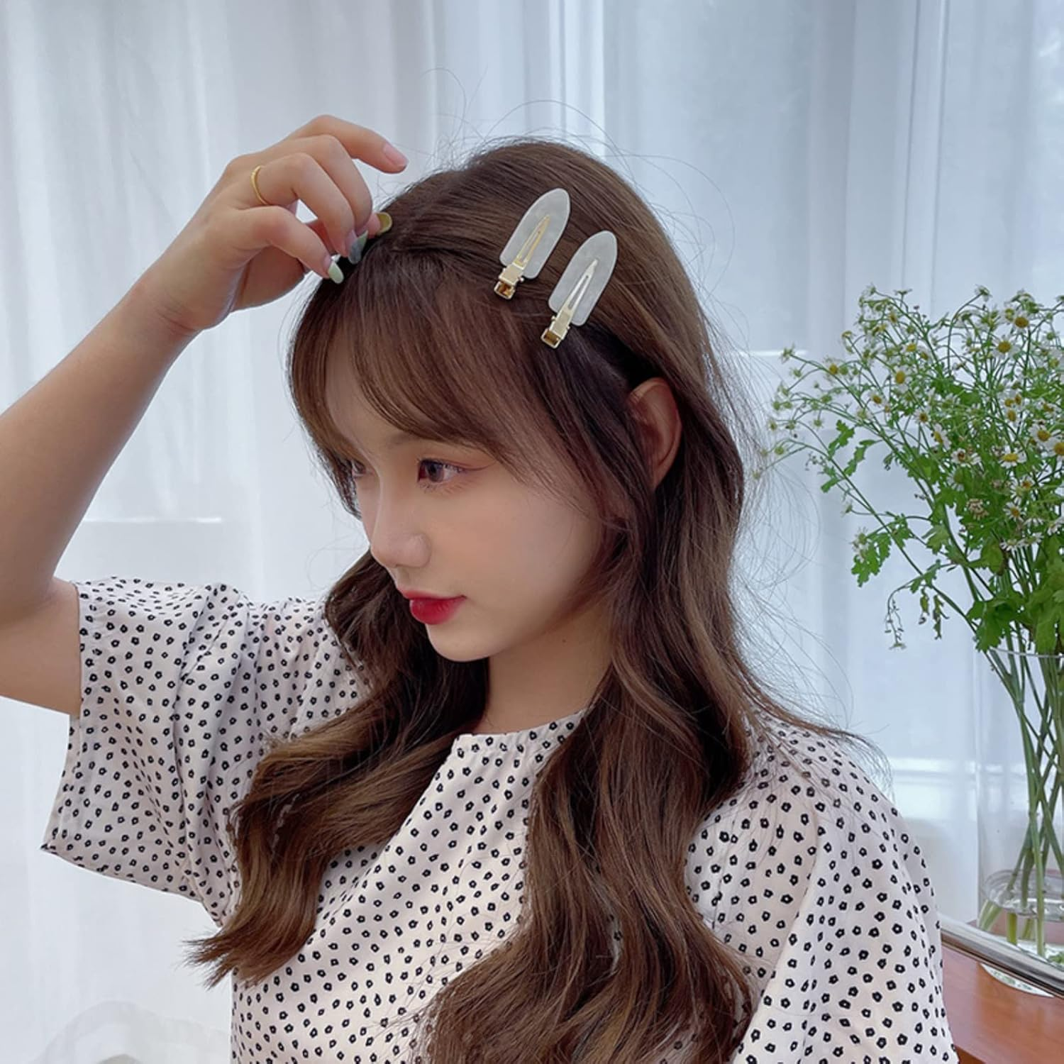 6Pcs No Crease Hair Clips for Styling, White Gold Hair Accessories Makeup, No Bend Creaseless Flat Clips for Salon Styling, Women Girls (Aurora Iridescent Set) image number 4