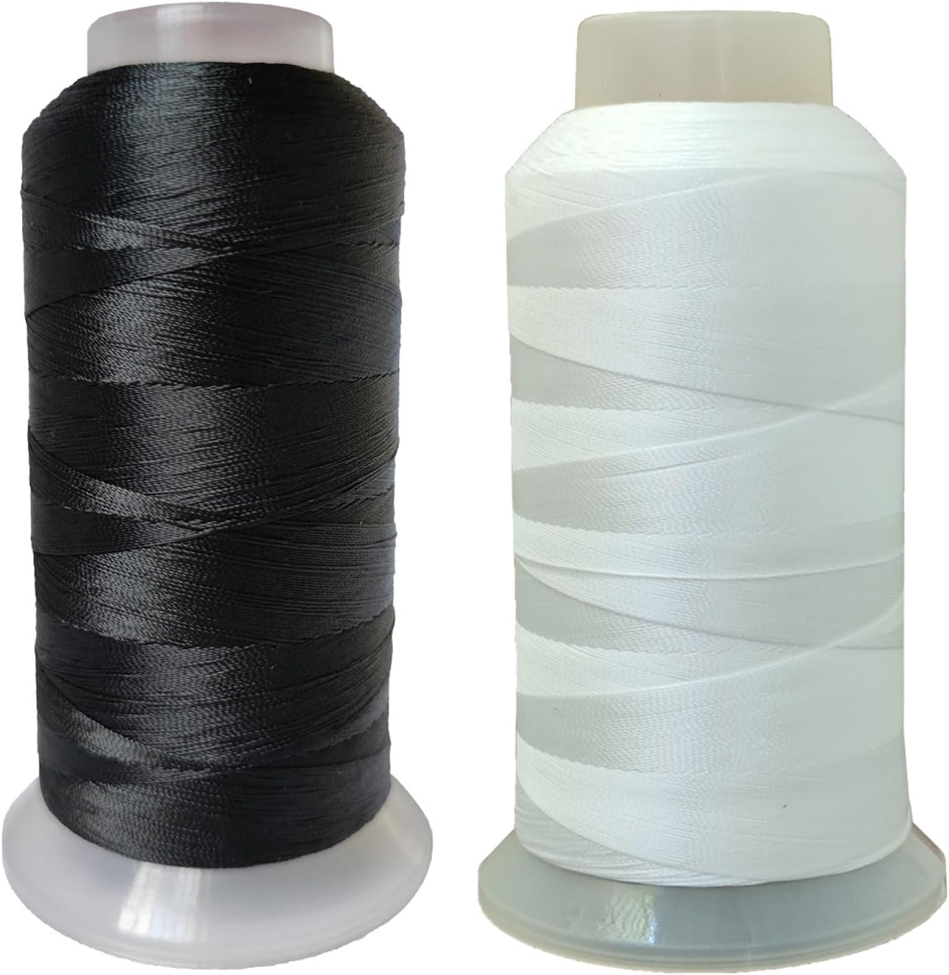 FUMAO Polyester Thread Heavy Duty Bonded UV Resistant Outdoor #69 T70 Size 210D/3Ply for Marine Upholstery, Leather, Sewing Crafts, 3000Yards Pack of 2 (Black White)