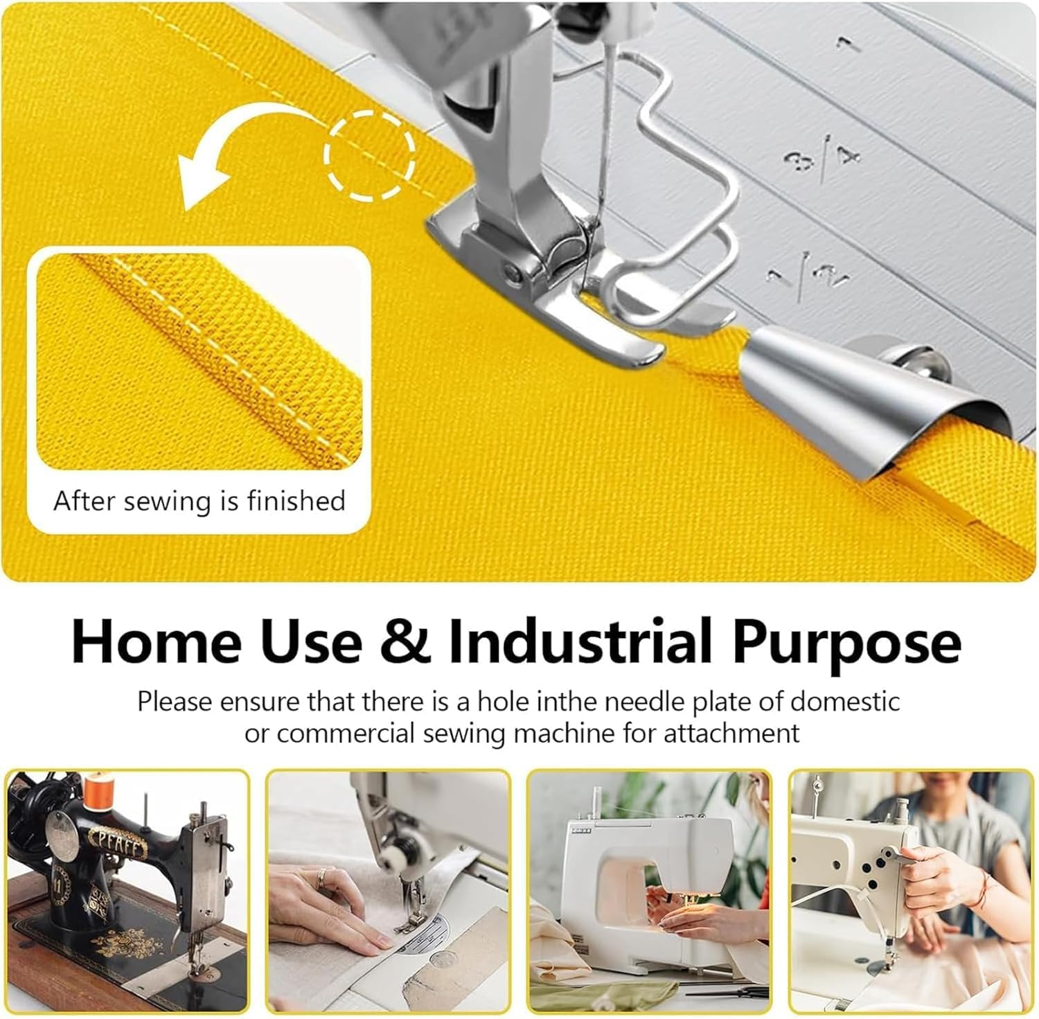 XUANZHI 4Pcs Universal Sewing Rolled Hemmer Foot, Wide Rolled Hem Pressure Foot,Size 3/4/5/6Mm,Home Industrial Curved Scroll Hemmer Foot image number 4