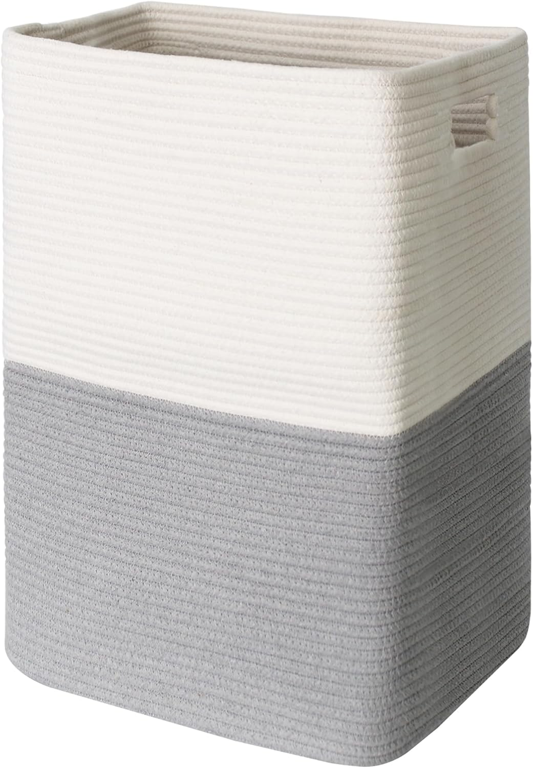 MEGASKET Large Laundry Hamper Basket, 16"X13"X22" Hampers for Bedroom Aesthetic, Cotton Rope Dirty Clothes Hamper, Soft Baby Kids Nursery Wicker Laundry Basket, Tall Woven Laundry Bin, Gray, 75L