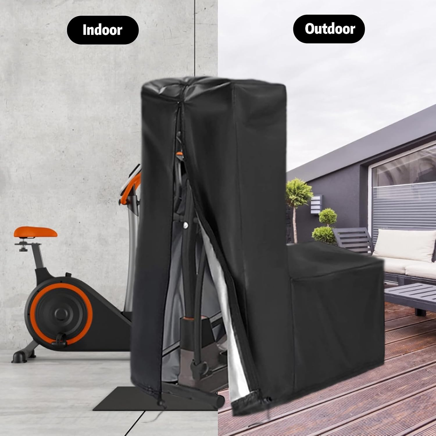 Elliptical Cover, Waterproof Elliptical Exercise Machine Cover, Exercise Trainer Cover for Home and Gym (Black, 71''L X 29''W X 65''H)