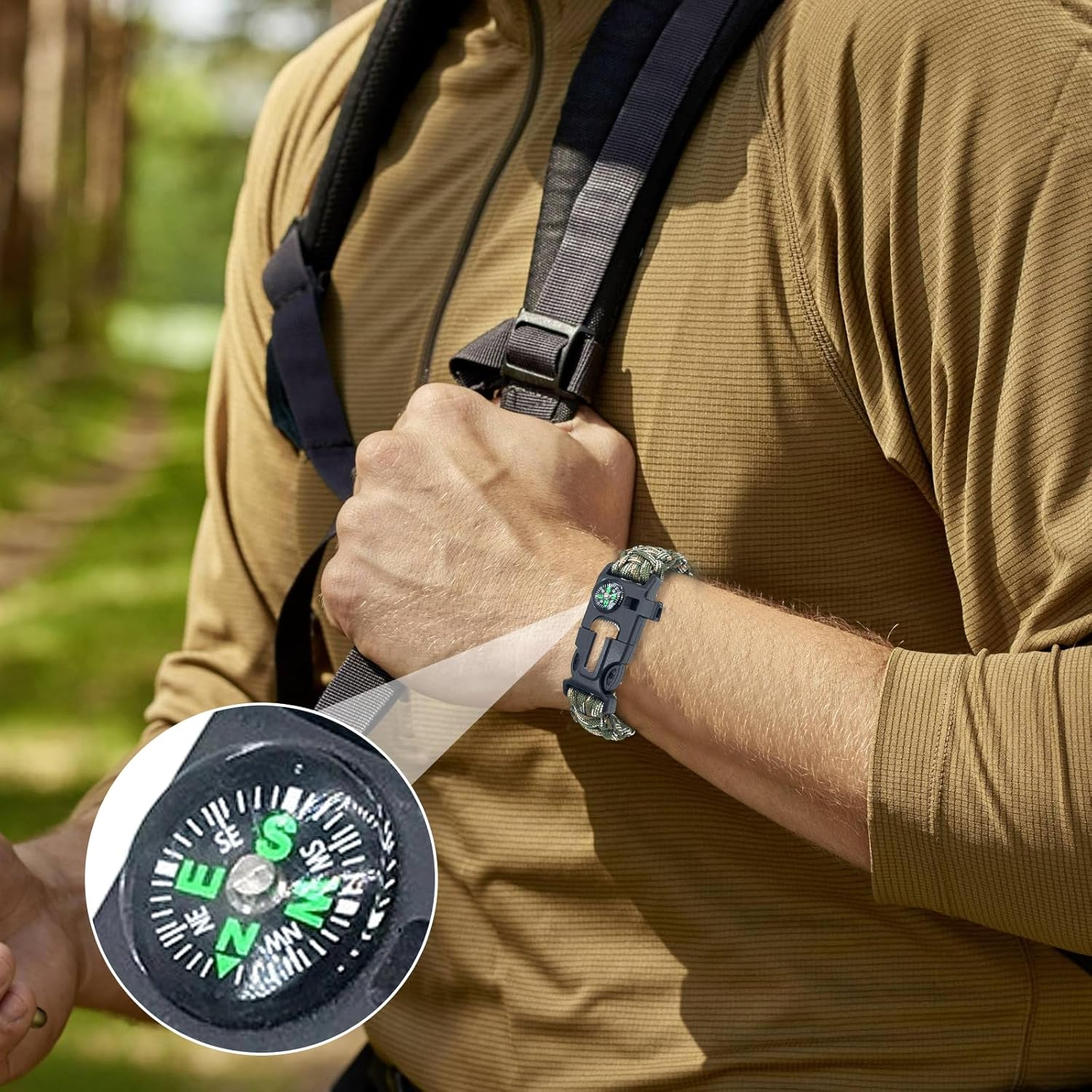 Generisch Survival Bracelet, Multifunctional Survival Bracelet, Buckle, Compass, Lifeguard Whistle, Wild Camping Equipment Kit, Wildness Emergency Survival Kit for Camping, Outdoor Travel, Hiking image number 2