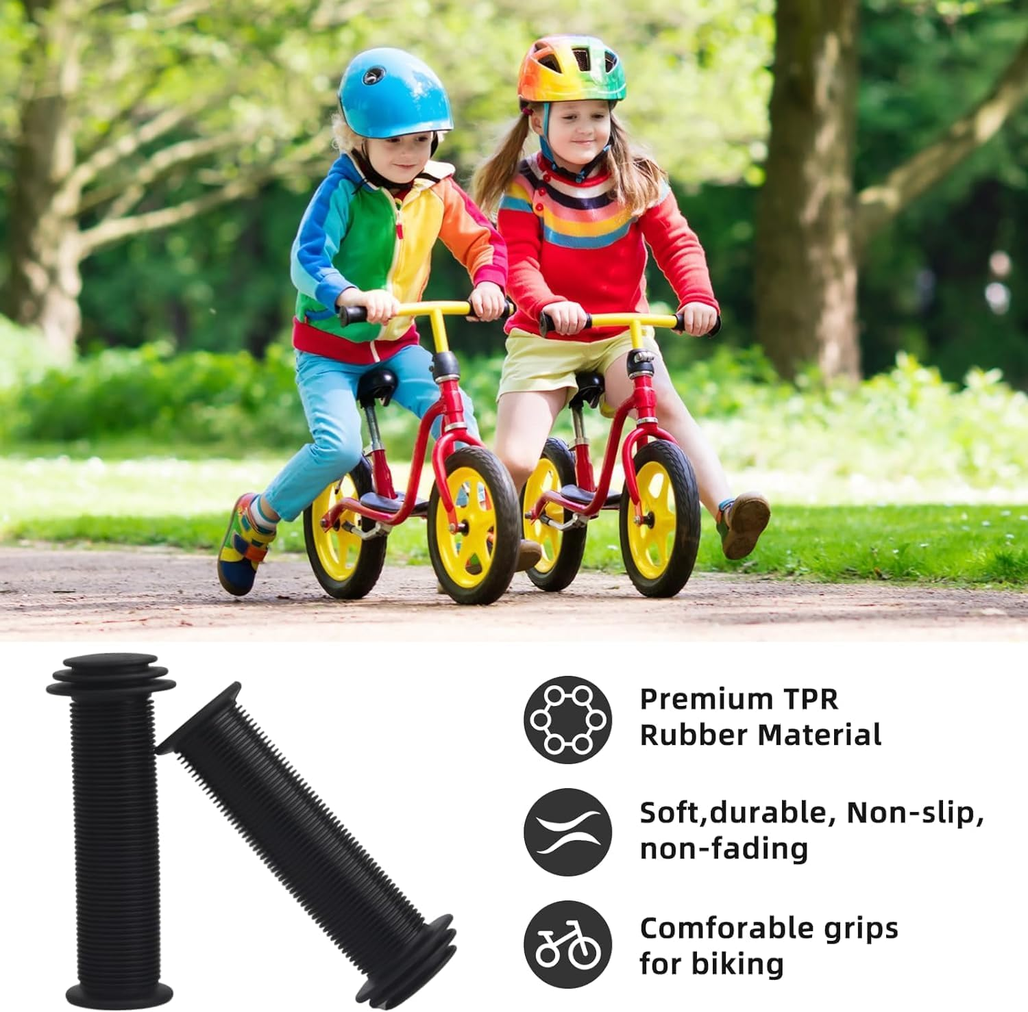 Bike Handlebar Grips,Rubber Bicycle Grips Soft Cycling Grips Non-Slip Bike Handles Grips,Bike Handlebar Rubber Grips,Non-Slip Rubber Bike Grips image number 1