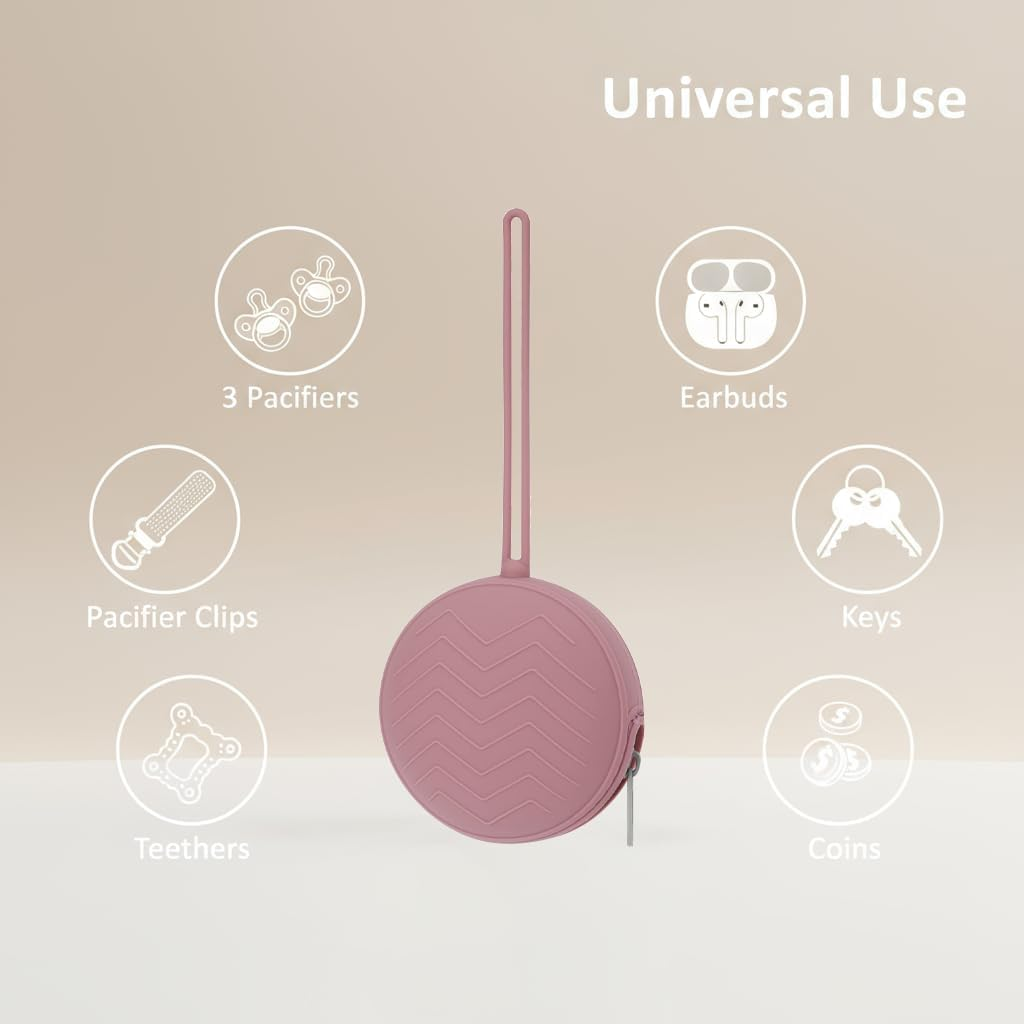 2 Pack Pacifier Holder Case, Bpa-Free Silicone Pacifier Pouch & Container for Newborn Babies, Boys & Girls, Portable for Stroller, Diaper Bag - Powder Rose, Dusty Lilac image number 1