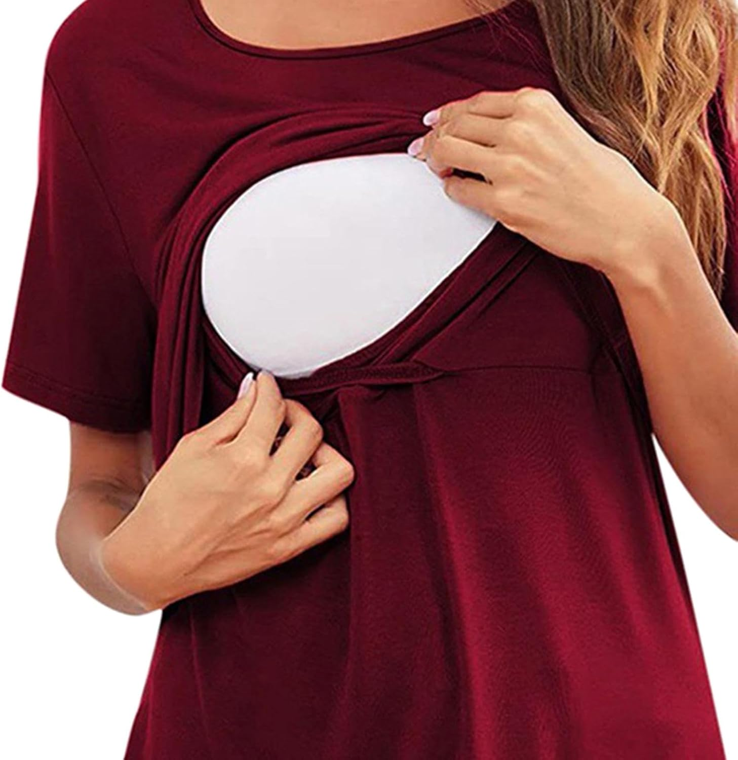 Women'S Maternity Shirts Breastfeeding Tshirt Full Coverage Skin Friendly Breastfeeding Tees Nursing Shirts for Daily Wear - Black M image number 2