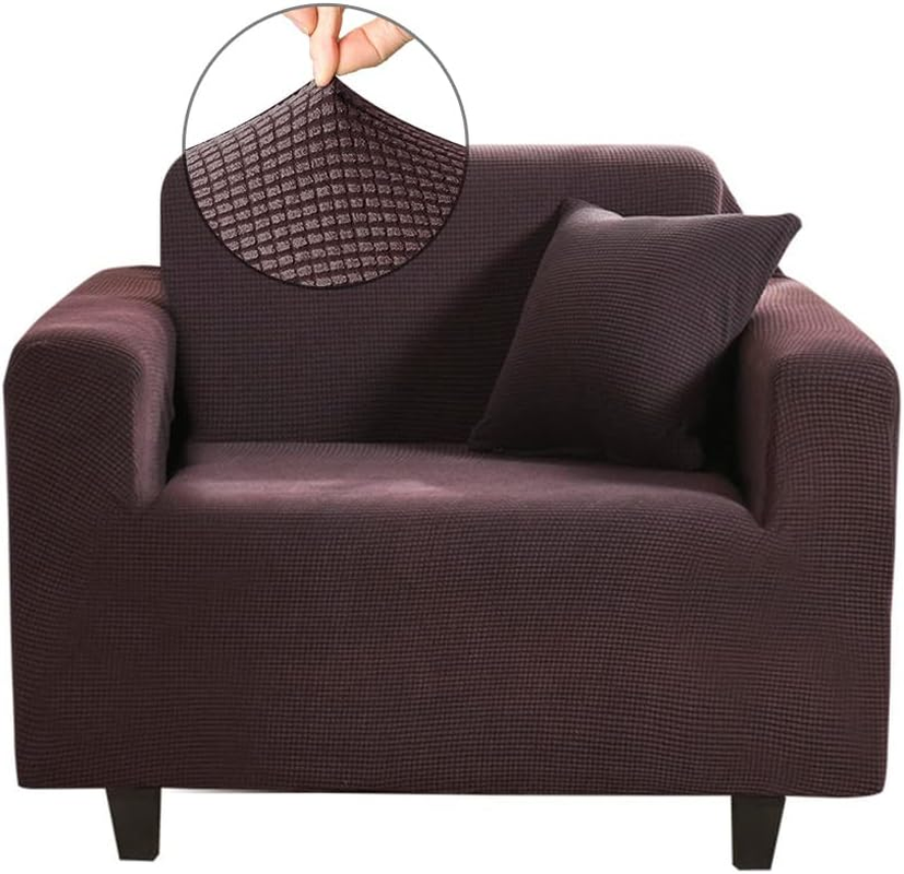 High Stretch Jacquard Sofa Cover Machine Washable Stylish Furniture Cover Anti-Slip Foams Strips with Elastic Bottom Suitable for Various Styles (Cream, 3 Seater (180-220Cm))