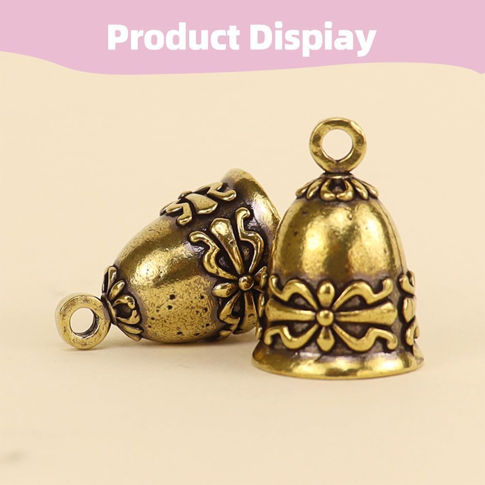 2 Pieces Copper Collar Bell for Small Pet,Pet Bells Brass Cat Collar, Small Cats and Dogs Bell Vintage Copper Keychain Anti-Lost Training Pendant Tags Accessories for Kitten Puppy Outside image number 1